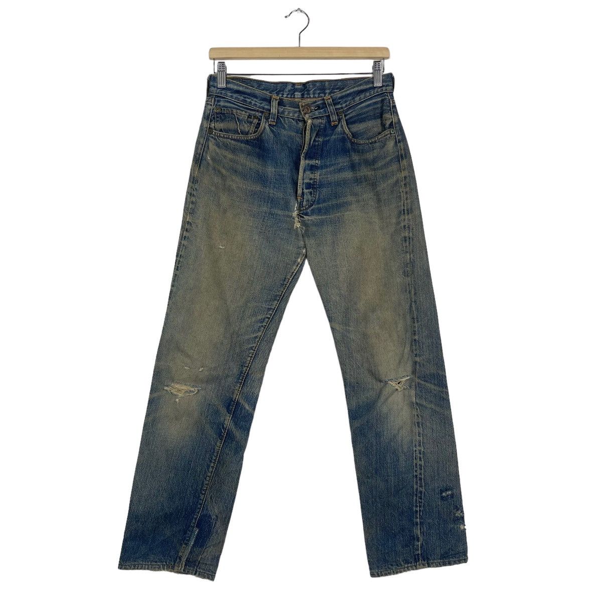 Levi's 80s Levis Selvedge Ripped Denim Jean Buttonfly Snap Button 6 Size US 29 - 2 Thumbnail