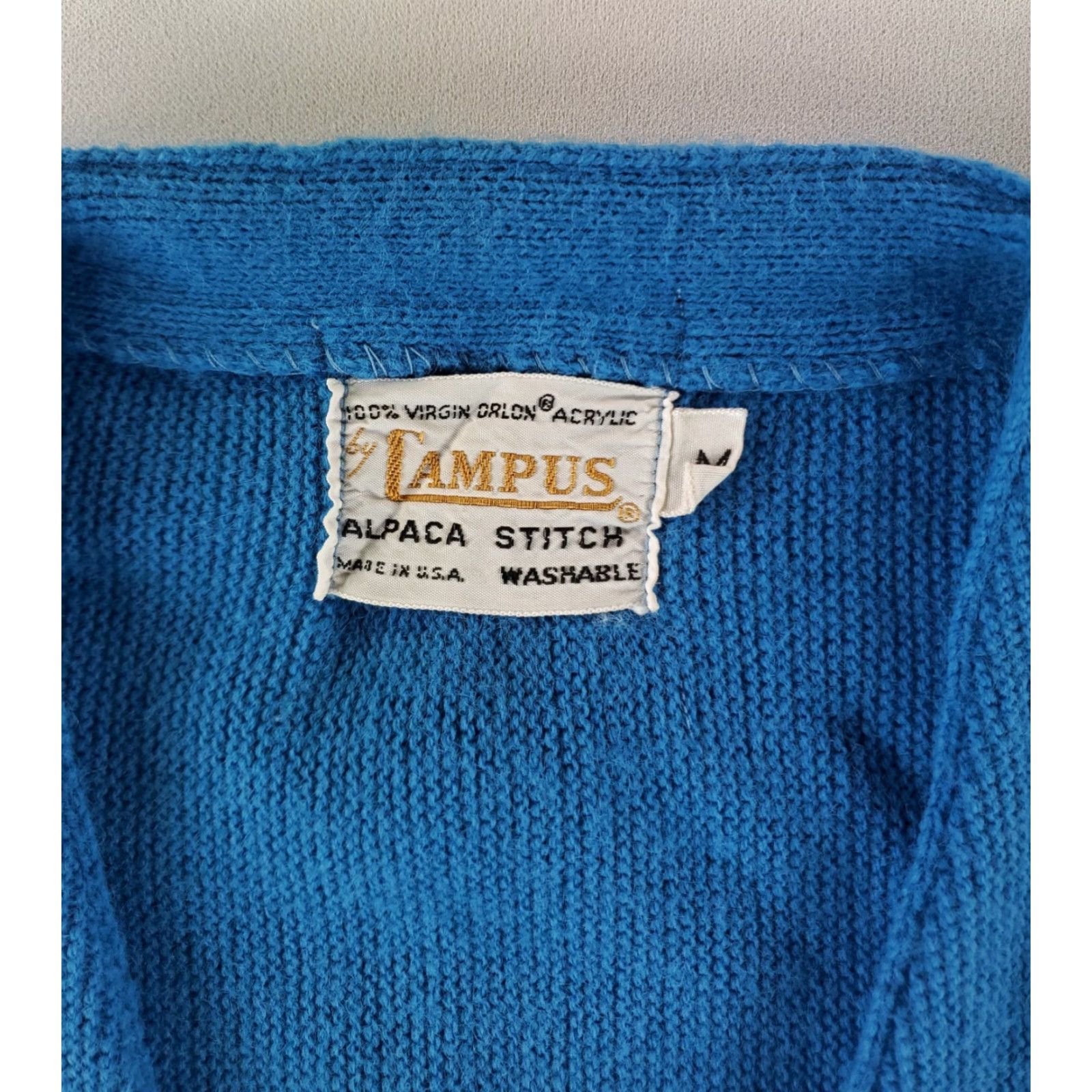 Vintage VINTAGE Campus Cardigan Sweater Knit Alpaca Stitch Blue Rockabilly Mens M Size US M / EU 48-50 / 2 - 2 Thumbnail