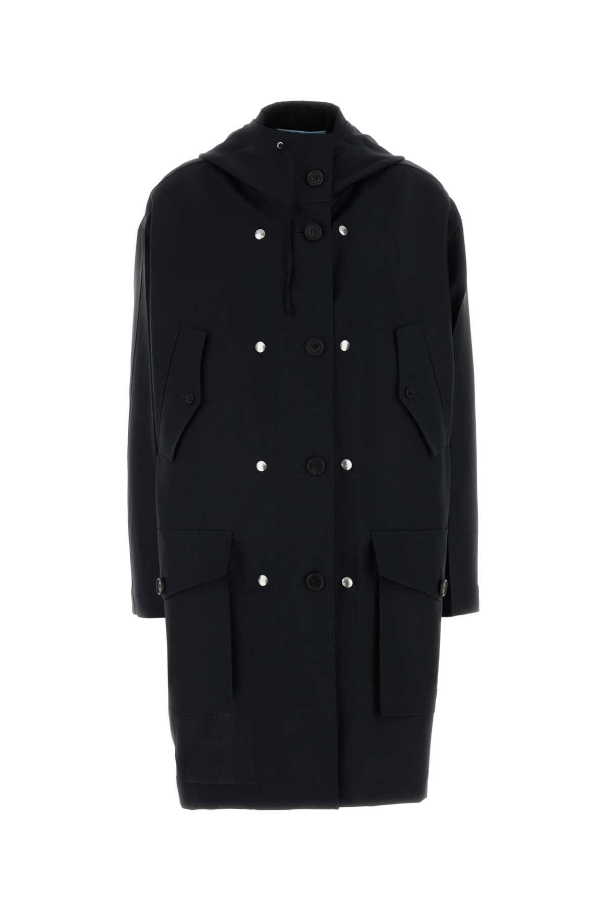 Prada Navy Blue Mohair Blend Overcoat Size XS / US 0-2 / IT 36-38 - 1 Thumbnail
