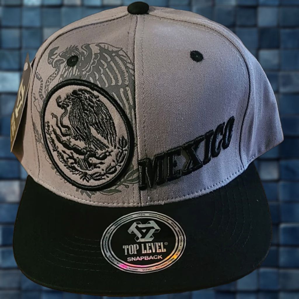 Vintage MEXICO EAGLE SNAKE CACTUS MEXICAN SNAPBACK BASEBALL CAP Gray Men Adjustable Snapback Cap Size ONE SIZE - 1 Thumbnail