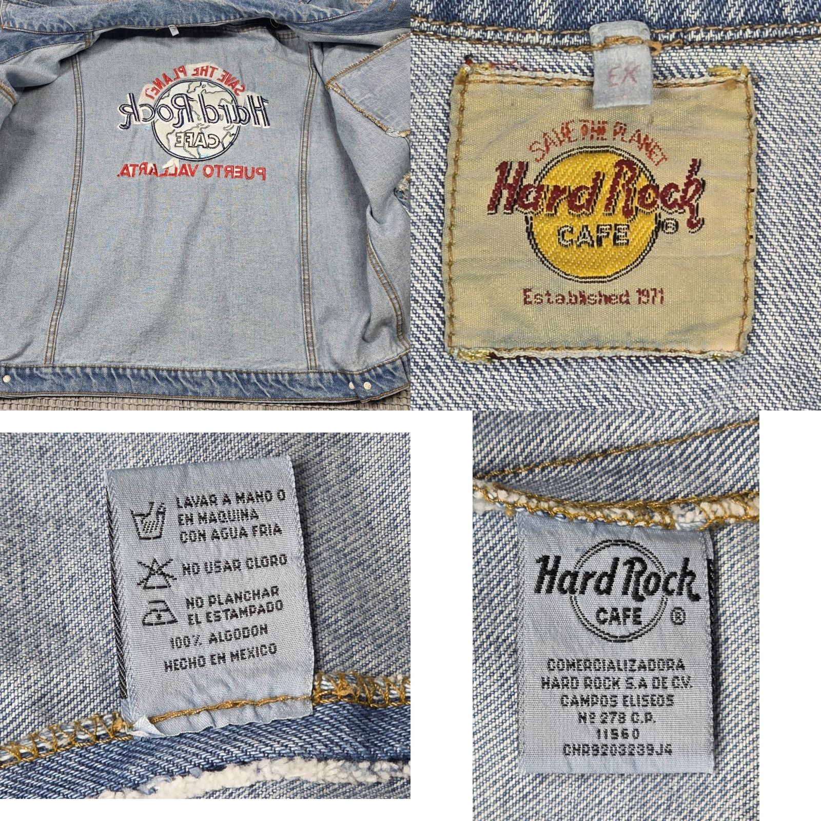 Hard Rock Cafe VINTAGE Hard Rock Cafe Embroider Save The Planet Jean Trucker Jacket Puerto Vallarta Size US 36 / EU 52 - 9 Thumbnail