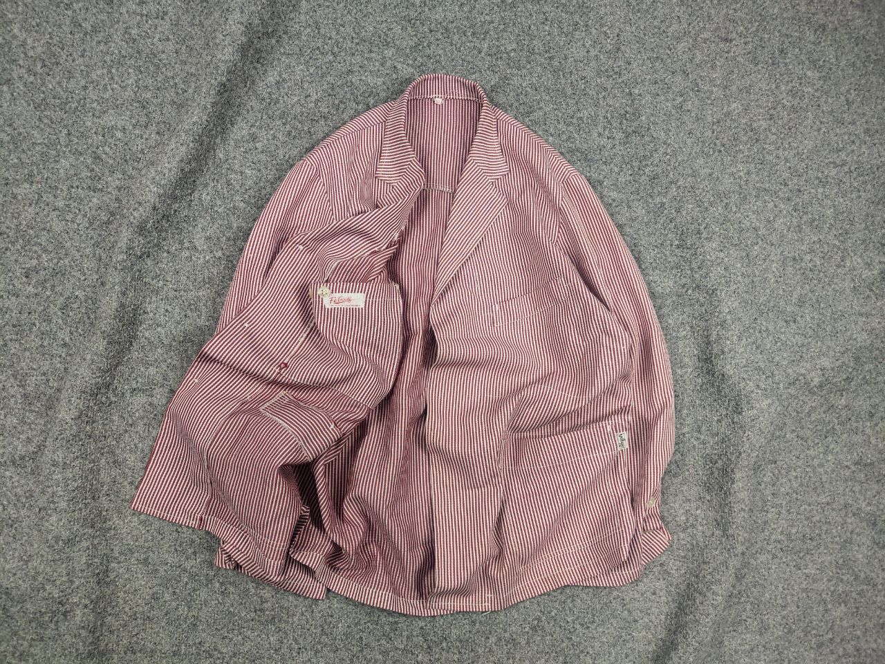 Vintage Vintage 70's Febvay Thin red stripe French Work Jacket Size US L / EU 52-54 / 3 - 1 Thumbnail