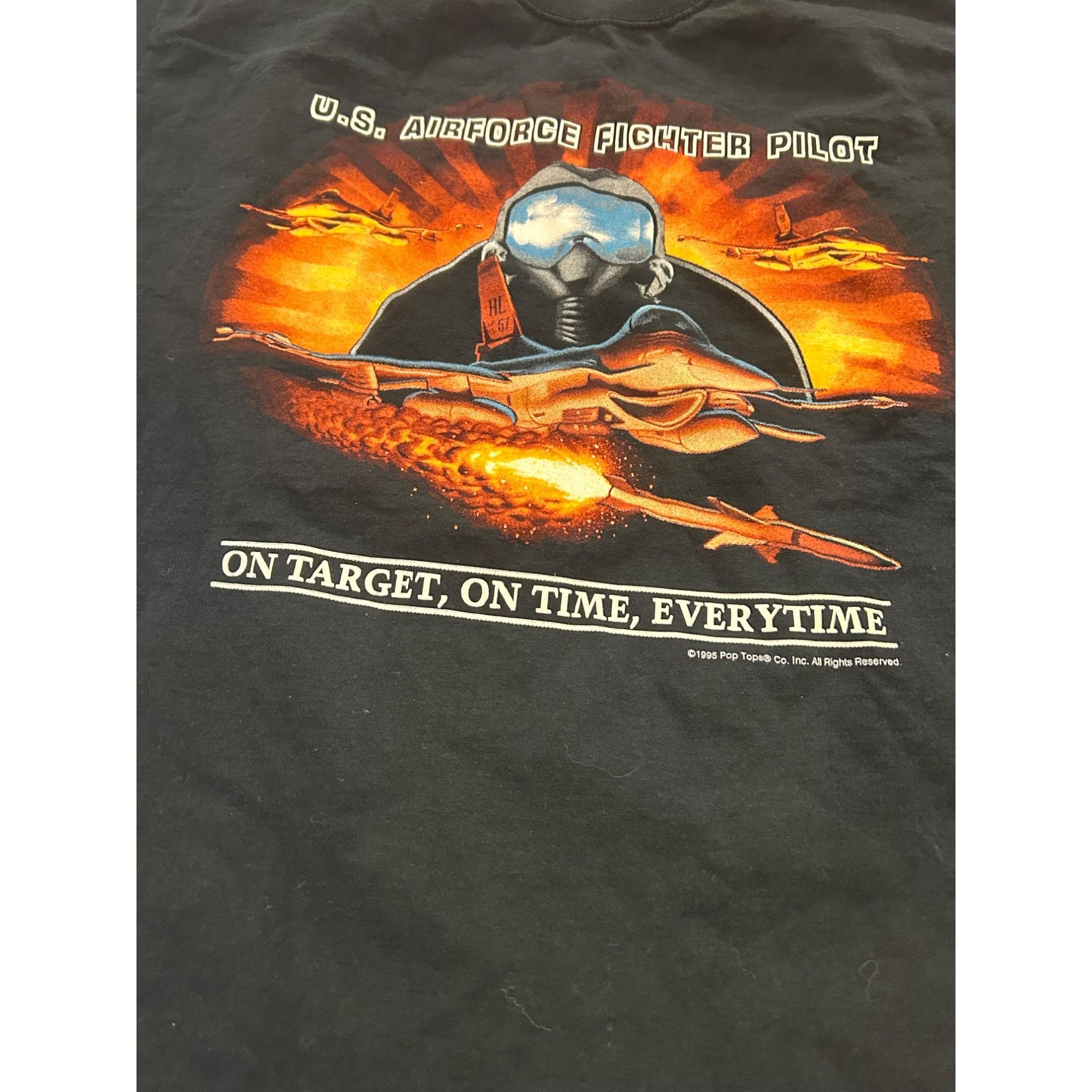 Anvil Vintage 1995 Pop Tops U.S. Air Force Fighter Pilot Graphic T Size US XL / EU 56 / 4 - 5 Thumbnail