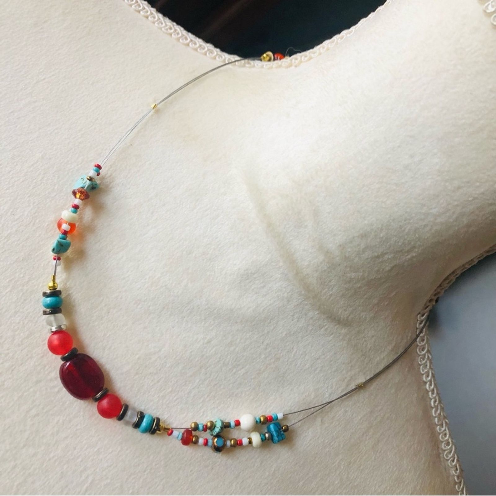 Handmade Handcrafted stainless steel wire natural stone necklace Size ONE SIZE - 1 Thumbnail