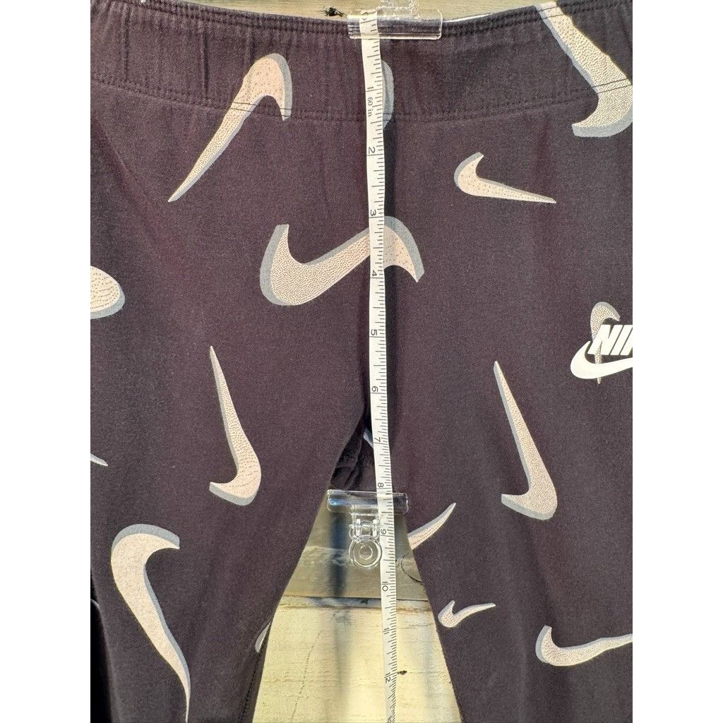 Nike Girl's NIKE Logo Swoosh Black Capri Leggings LARGE Used Size 22" - 6 Thumbnail