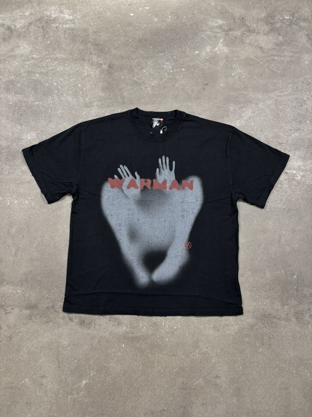 Vintage WARMAN SPREAD LEGS GRAPHIC TEE, WASHED BLACK Size US L / EU 52-54 / 3 - 1 Thumbnail