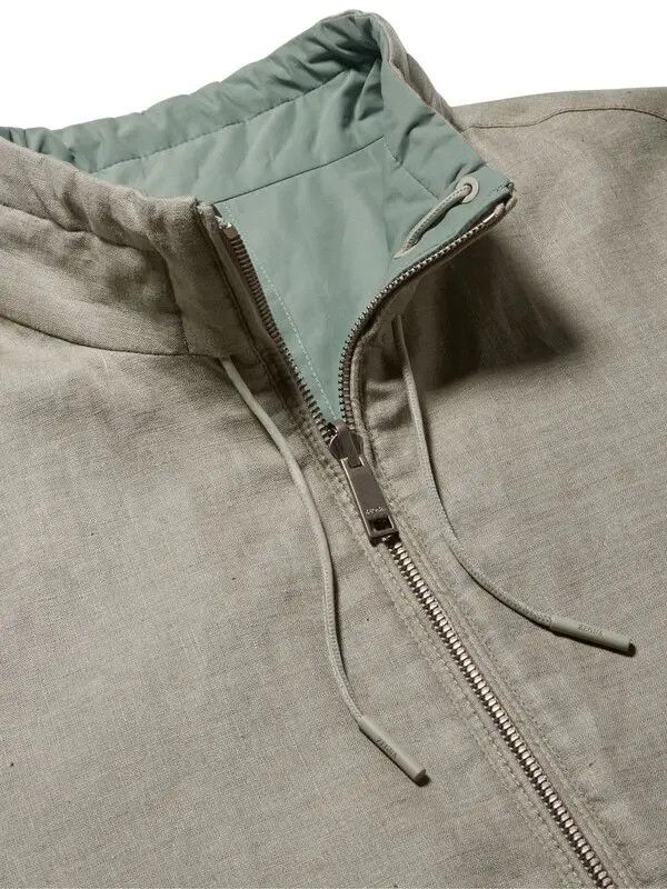Ermenegildo Zegna o1s1rm0725 RUBT52A5 Pure Linen Blouson Jacket in Grey Size US XL / EU 56 / 4 - 5 Thumbnail