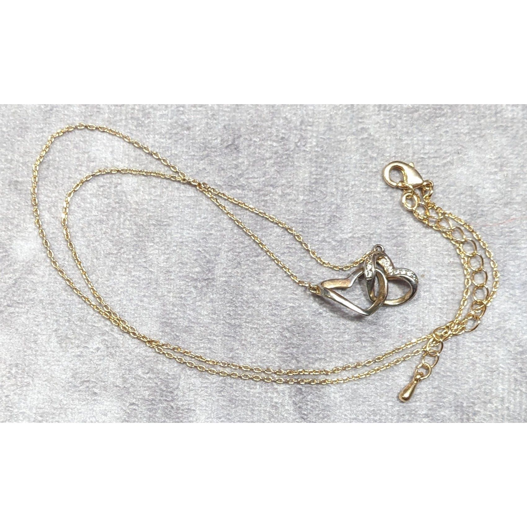 Other Minimalist Romantic Double Open Heart Diamond Accent Pendant Size ONE SIZE - 6 Thumbnail
