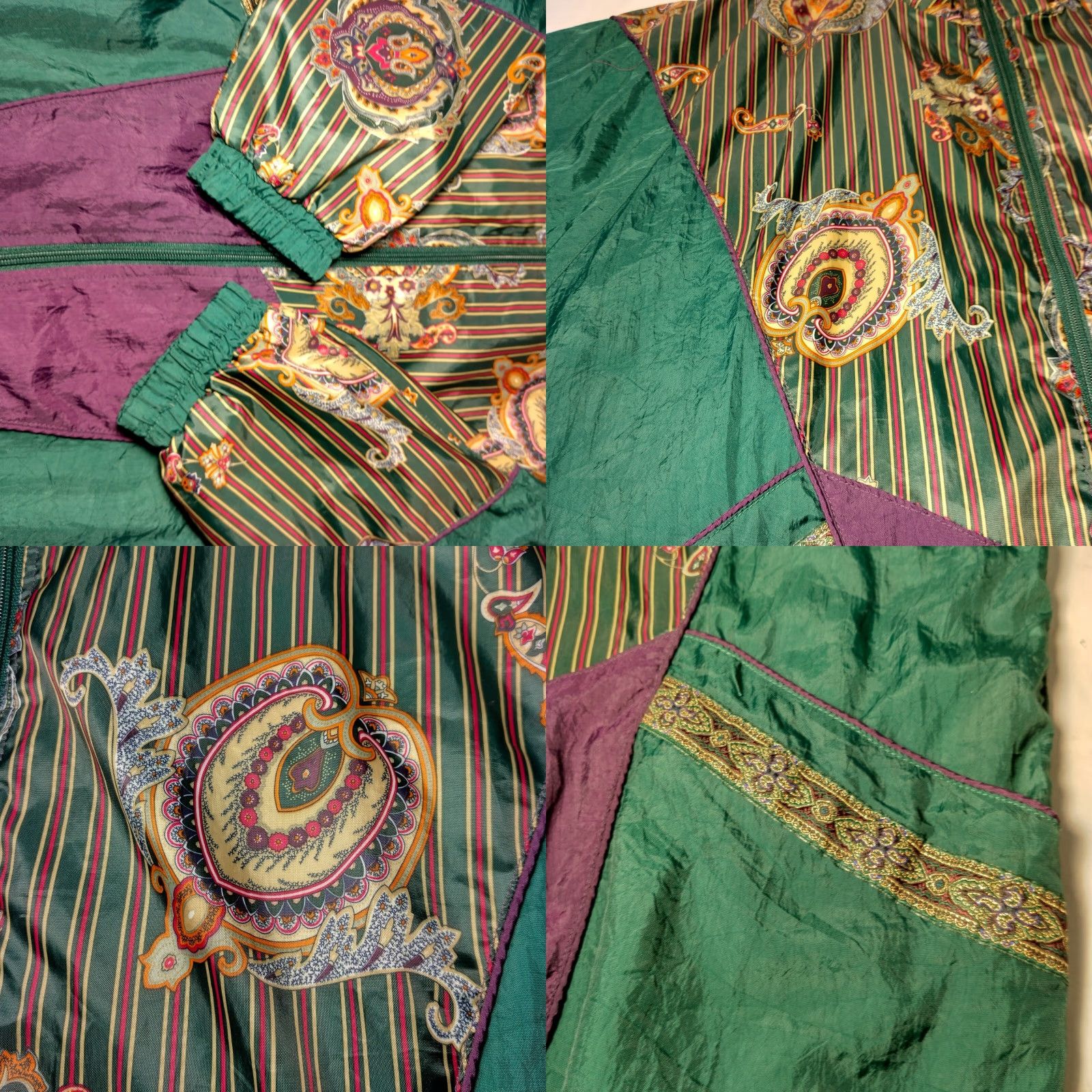 Vintage VINTAGE Laura Katherine Windbreaker Jacket Small Nylon Green Paisley Retro Size S / US 4 / IT 40 - 9 Thumbnail