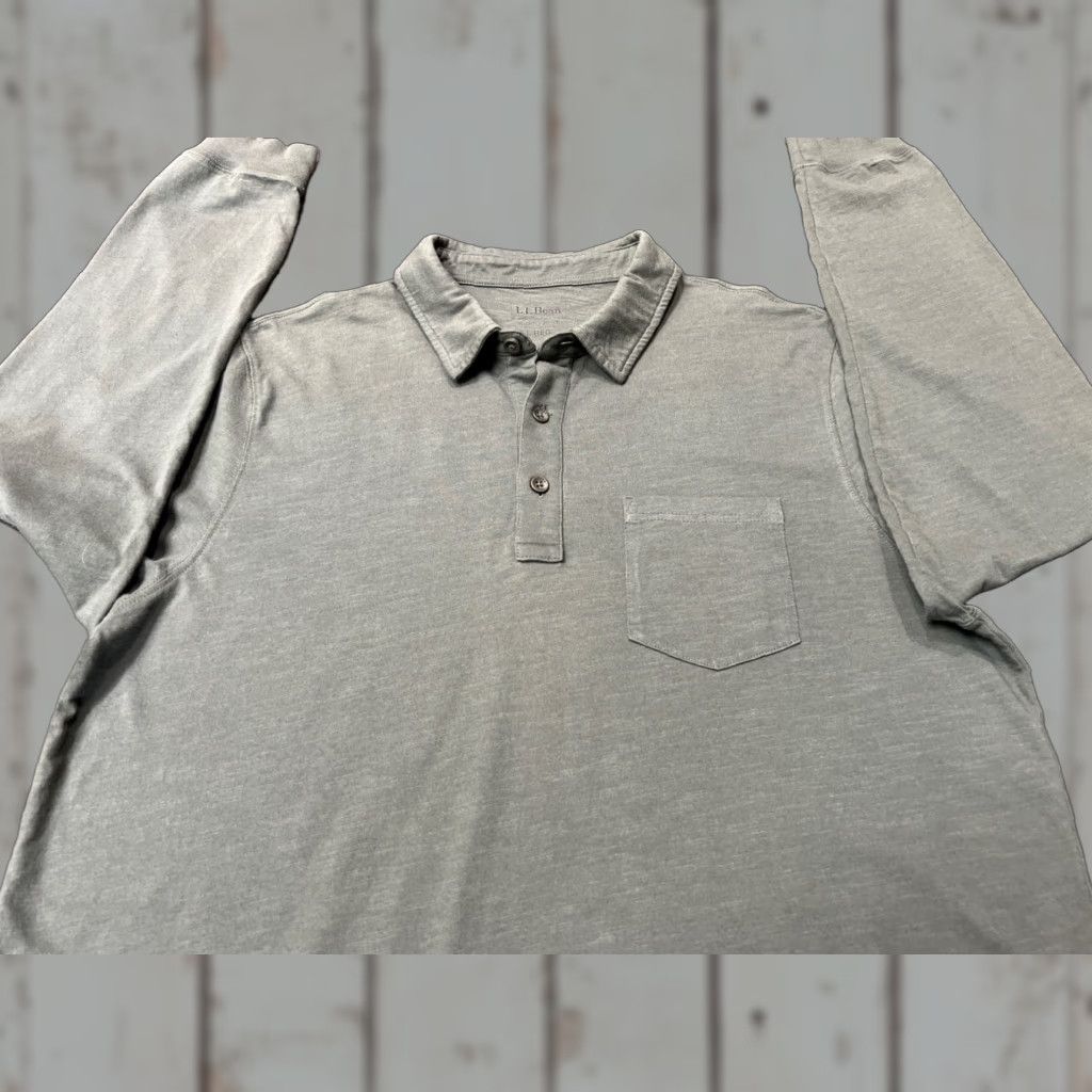 Vintage L.L. Bean Polo Shirt Green Mens L Regular Fit Long Sleeve Organic Cotton Pocket 100% Cotton Casual Golf Walking Classic Boyfriend Size US L / EU 52-54 / 3 - 1 Thumbnail