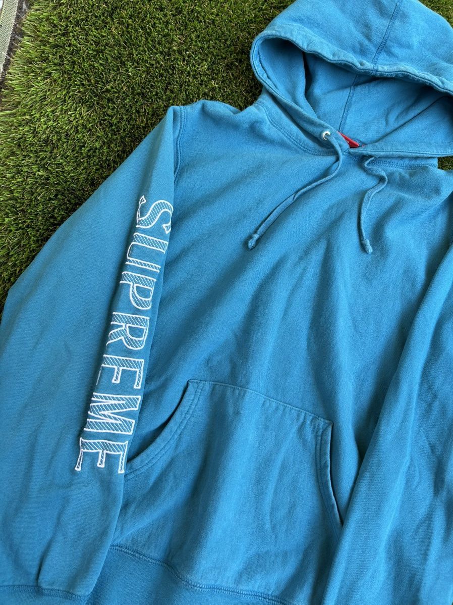 Supreme Supreme SS18 Sleeve Embroidery Dark Aqua Hoodie Size US M / EU 48-50 / 2 - 1 Thumbnail