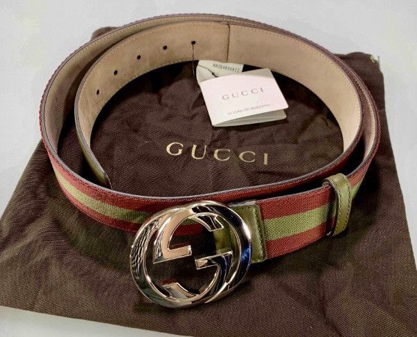 Gucci Gucci 🇮🇹 GG Medallion Interlocking web stripe belt 105 42 NEW Size 42 - 3 Thumbnail
