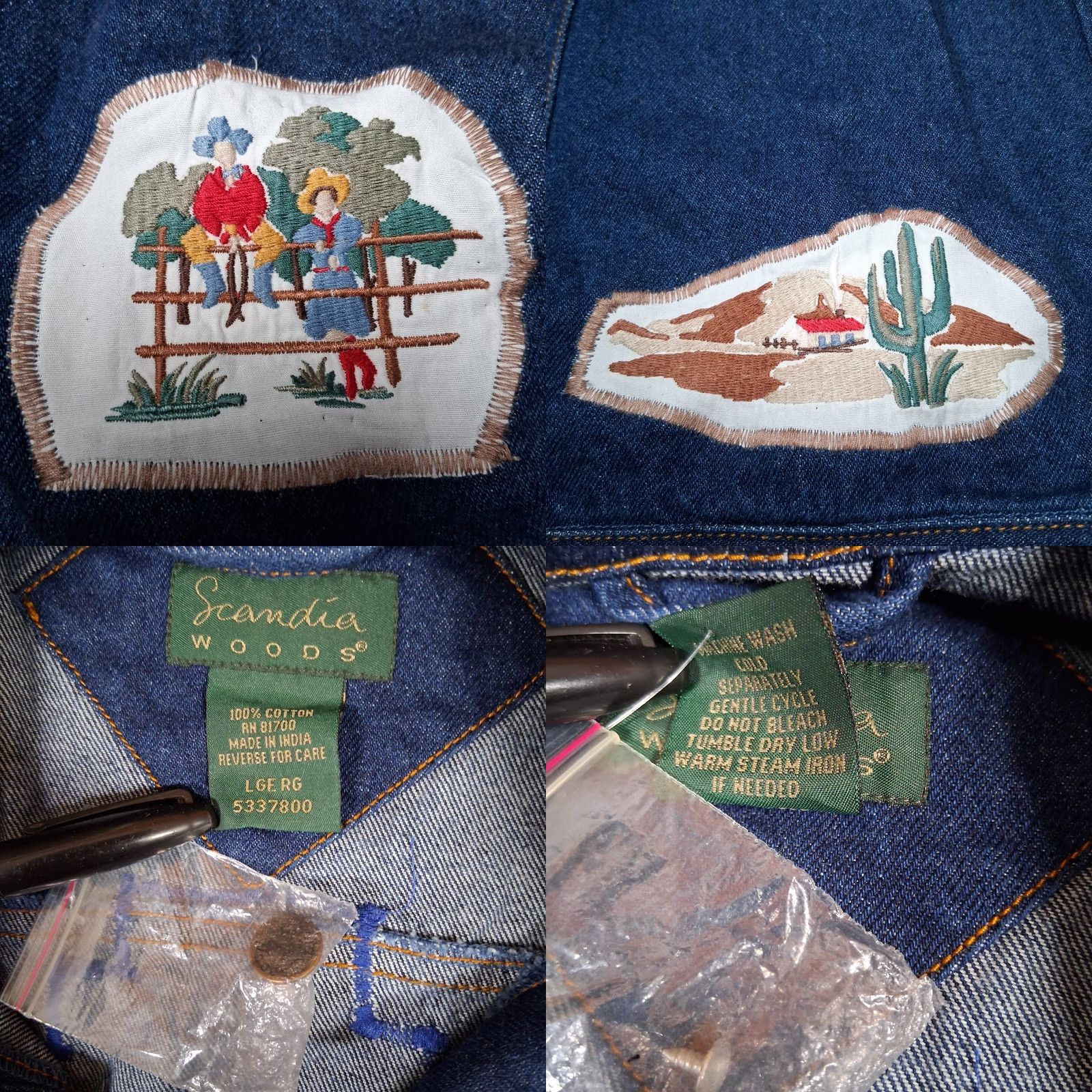 Vintage VINTAGE Scandia Woods Jean Jacket Men XL Western Wear Trucker Style Denim Blue Cowboy Ranch Upcycled Patchwork Pockets Collared Short Jacket Size US 36 / EU 52 - 11 Thumbnail
