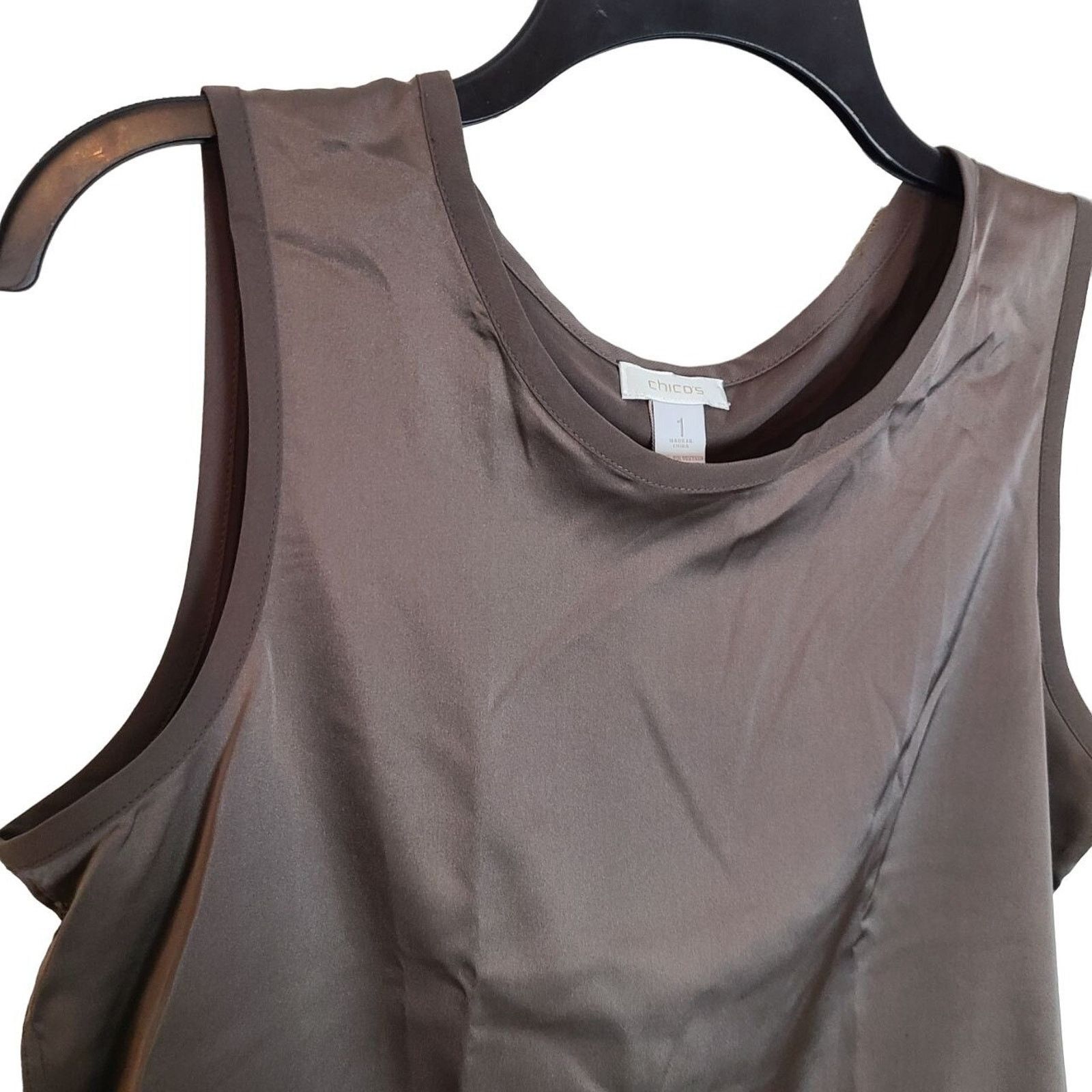 Chicos Chicos Travelers Tank M Satin Mochachino Crepe Top Classic Size M / US 6-8 / IT 42-44 - 4 Thumbnail