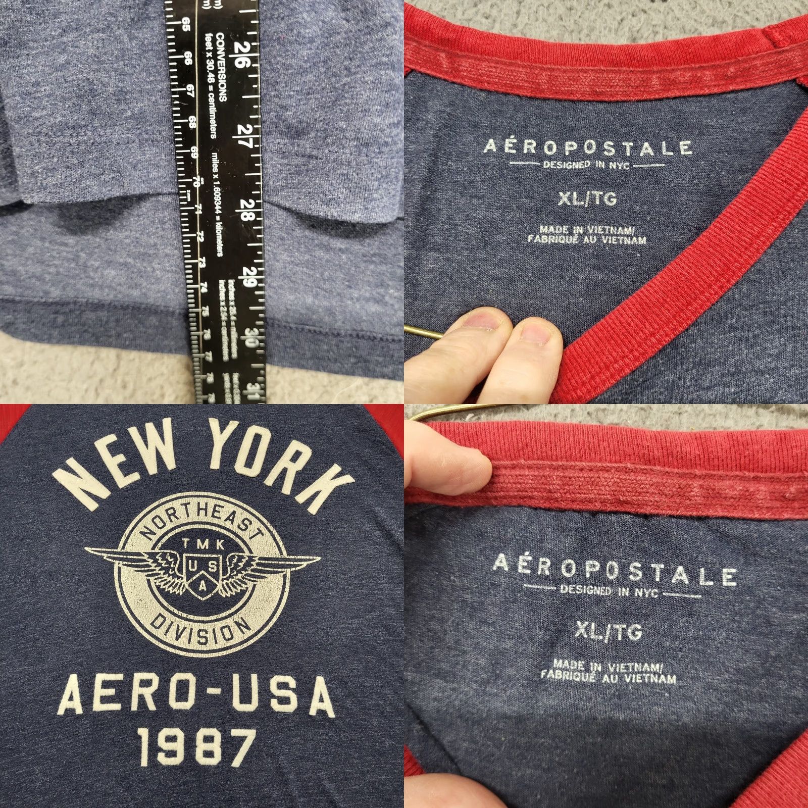 Vintage VINTAGE Aeropostale Shirt Mens XL Tall Gray Short Sleeve Crew Neck "New York Areo-USA 1987" 90s Graphic Print Mens Size US XL / EU 56 / 4 - 8 Thumbnail