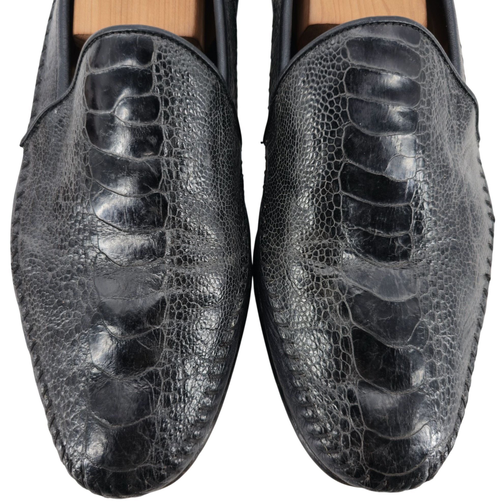 Aldo Brue Aldo Bruè Italy Exotic Navy Blue Ostrich Leg Dress Shoe 10.5 Size US 10.5 / EU 43-44 - 1 Thumbnail