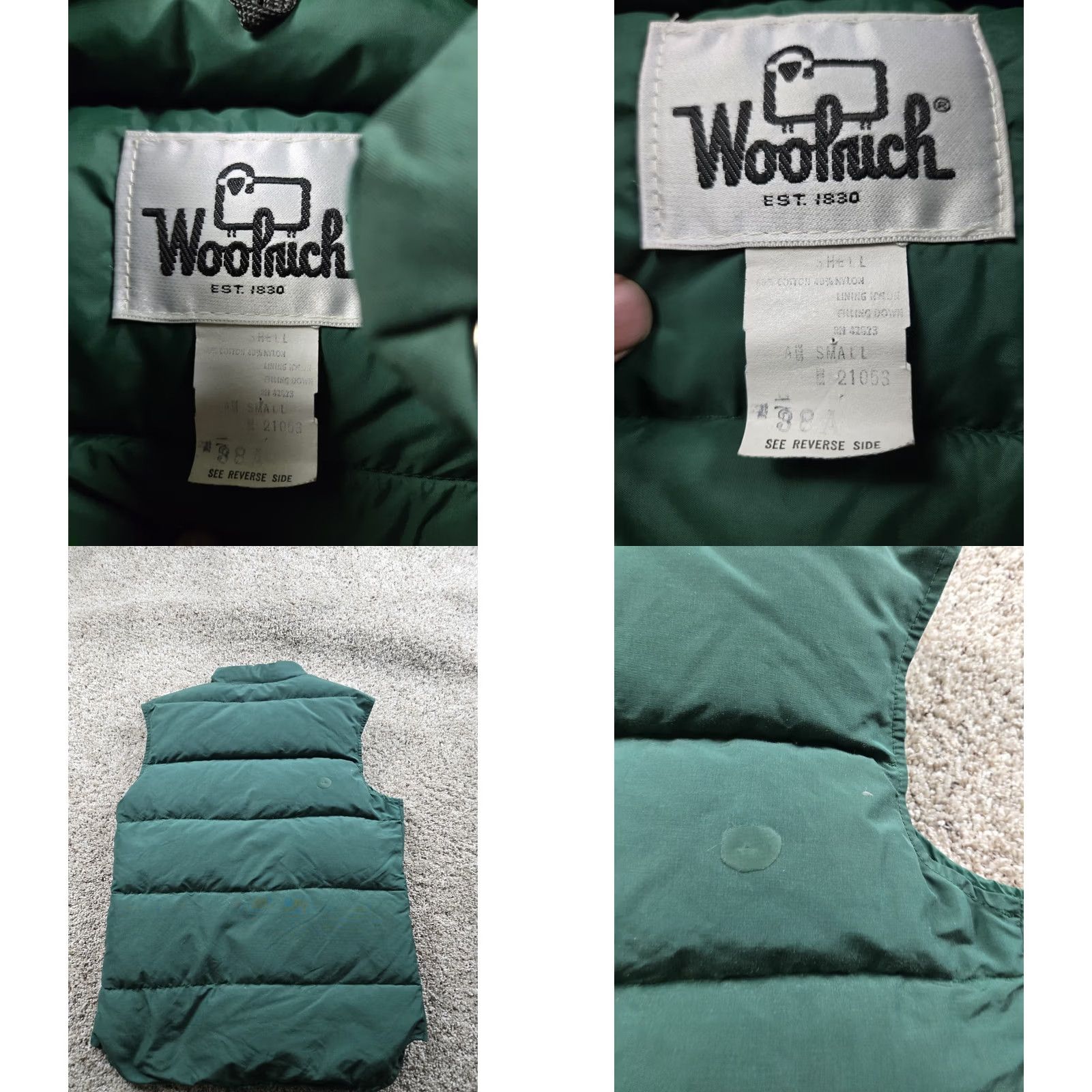 Vintage Woolrich Vest Puffer Vest Small Mens Green Nylon Down