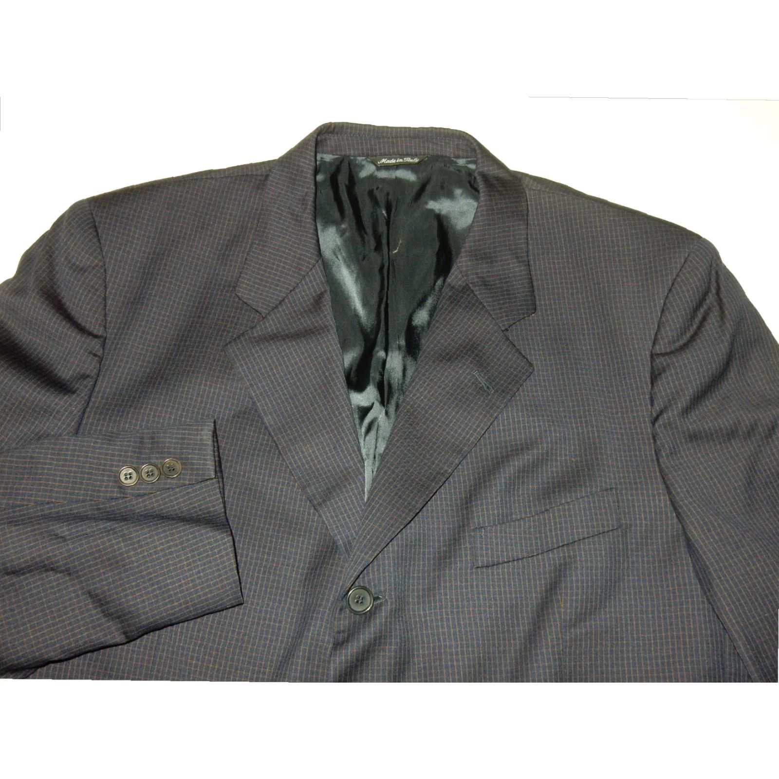 Vintage D'Urban Men's Checkered Blazer Sport Coat Jacket Blue 46R Regular Wool Size 46R - 2 Thumbnail