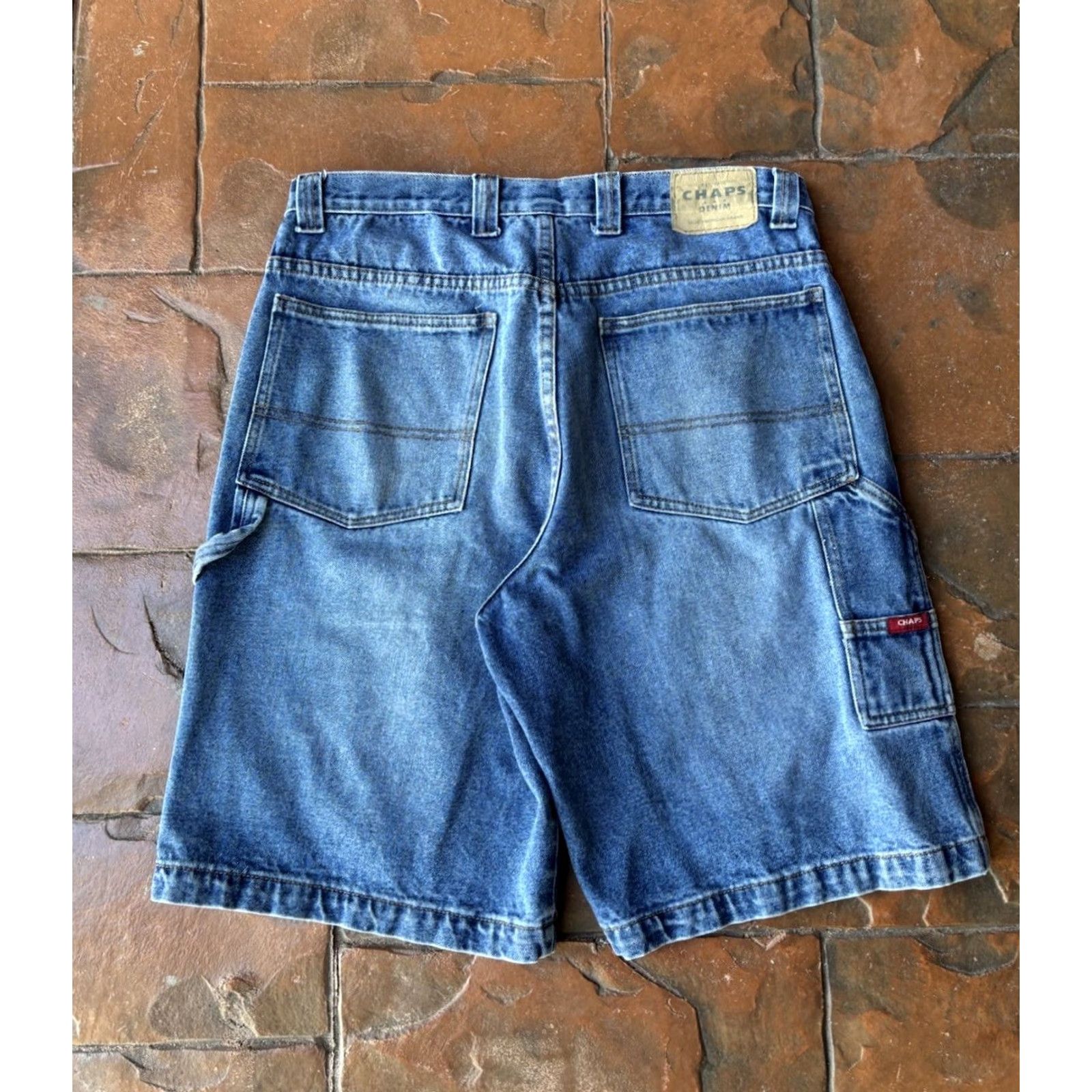 Chaps VINTAGE Chaps Carpenter Jeans Shorts Mens 34 Denim 5-Pocket Distressed Grunge Y2K 90s Size US 34 / EU 50 - 3 Thumbnail