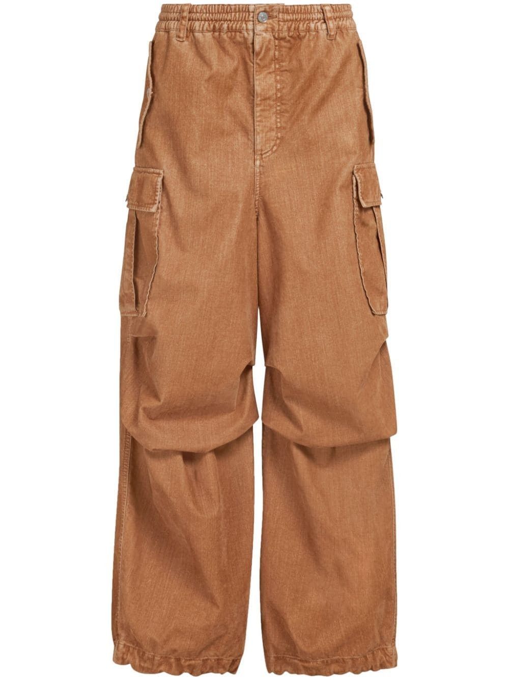 oc11z0525 Draped-Detail Cargo Pants in Brown