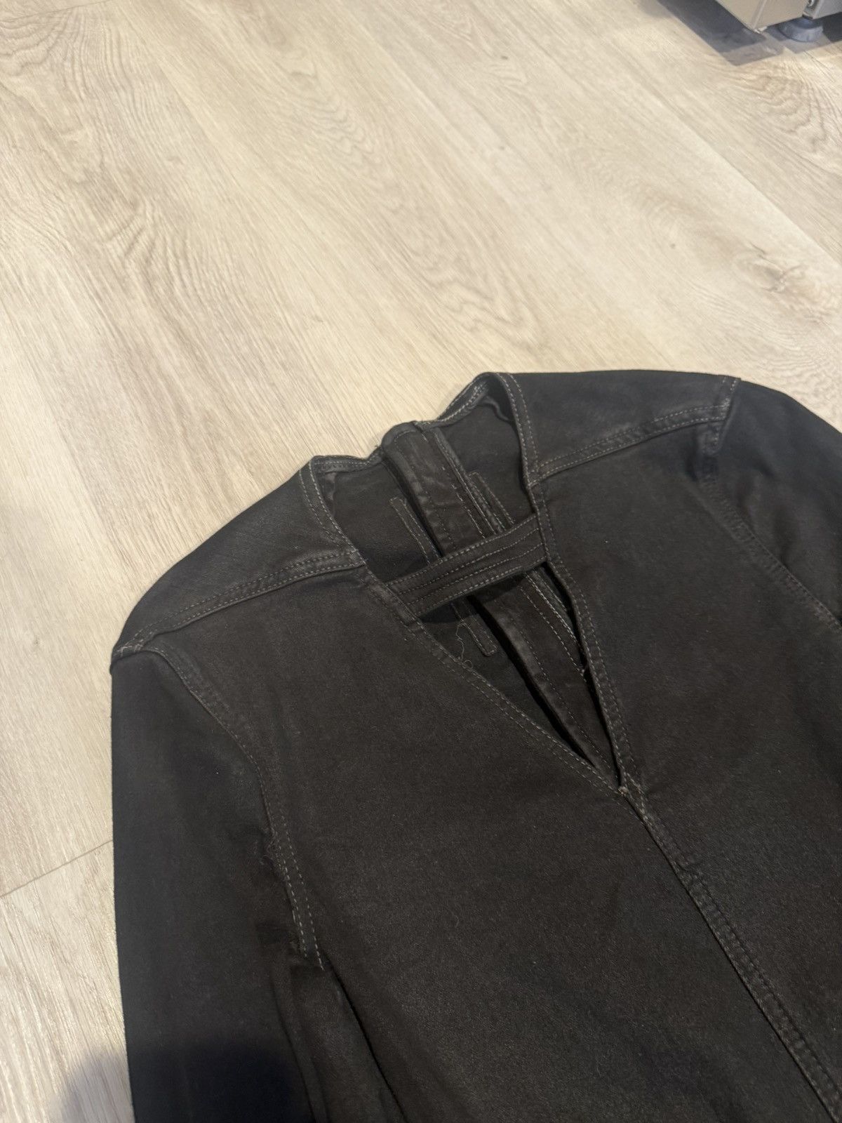 Rick Owens Drkshdw s/s 2023 black waxed denim flightsuit bodybag!! Size US 28 / EU 44 - 4 Thumbnail