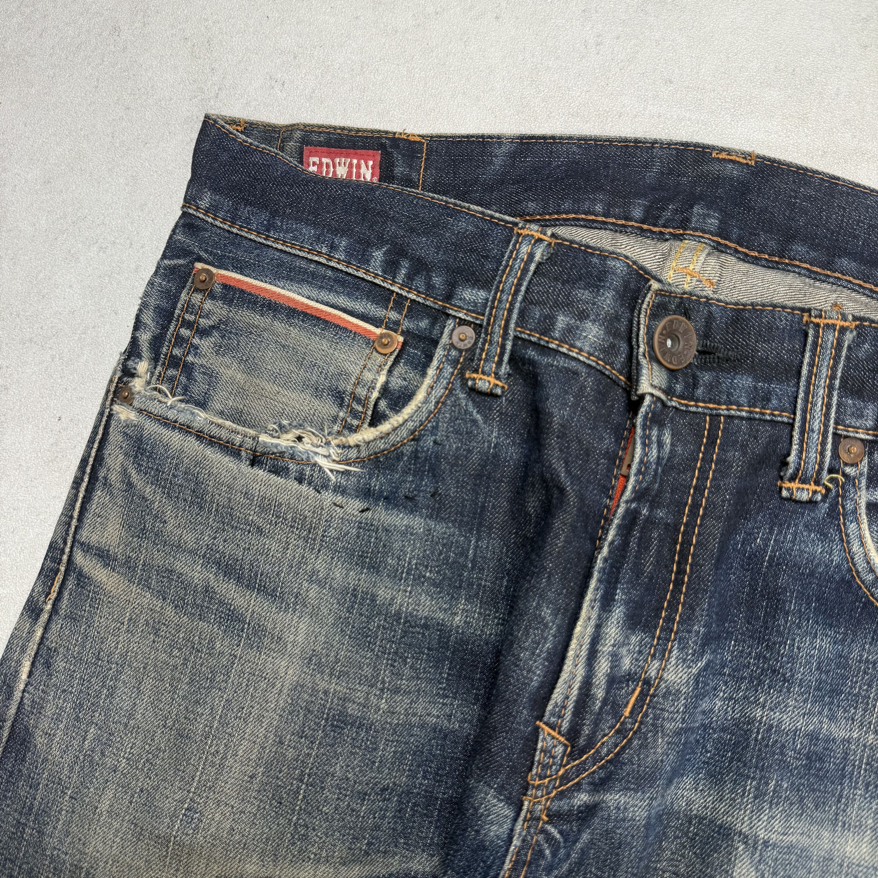 Edwin Vintage Edwin 505zxx Selvedge Distressed Denim Size US 31 - 5 Thumbnail
