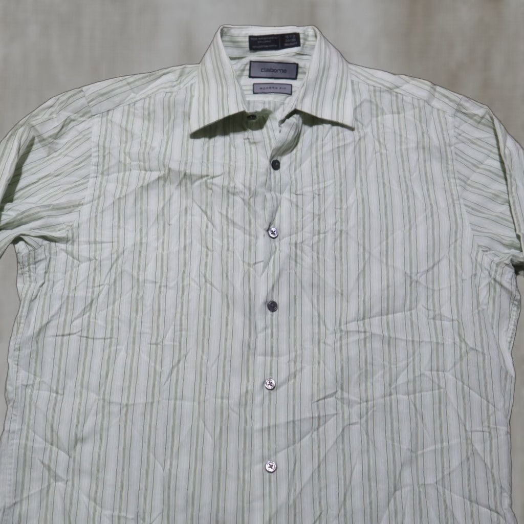 Liz Claiborne Claiborne Striped Button-Up Shirt Long Sleeve Men's Regular Size 15.5 Multicolor Casual Size US M / EU 48-50 / 2 - 1 Thumbnail