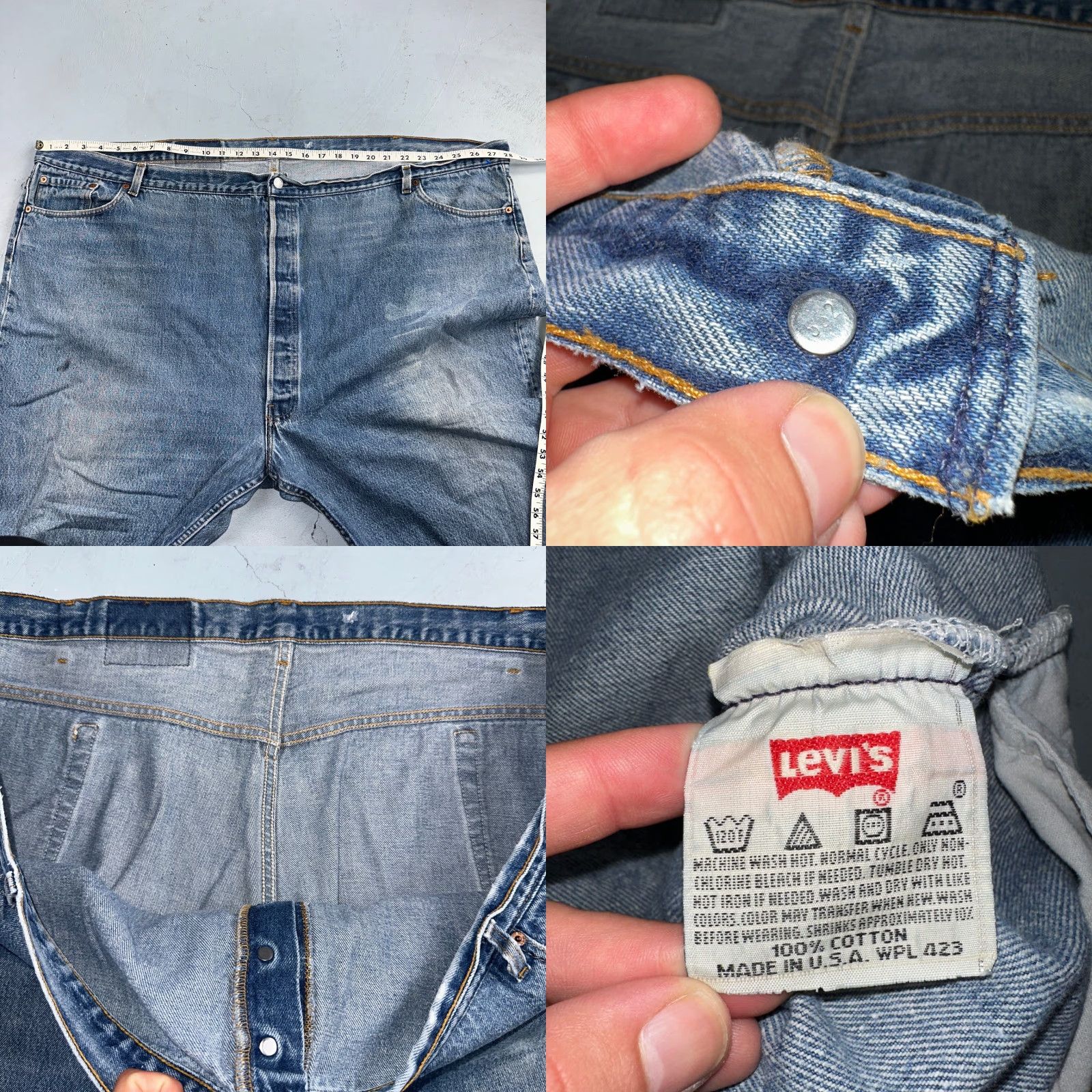 Levi's VINTAGE Levi's 501 Jeans Straight Fit Men's 60 Blue Light Wash 90s USA Denim 30in Size US 44 / EU 60 - 8 Thumbnail