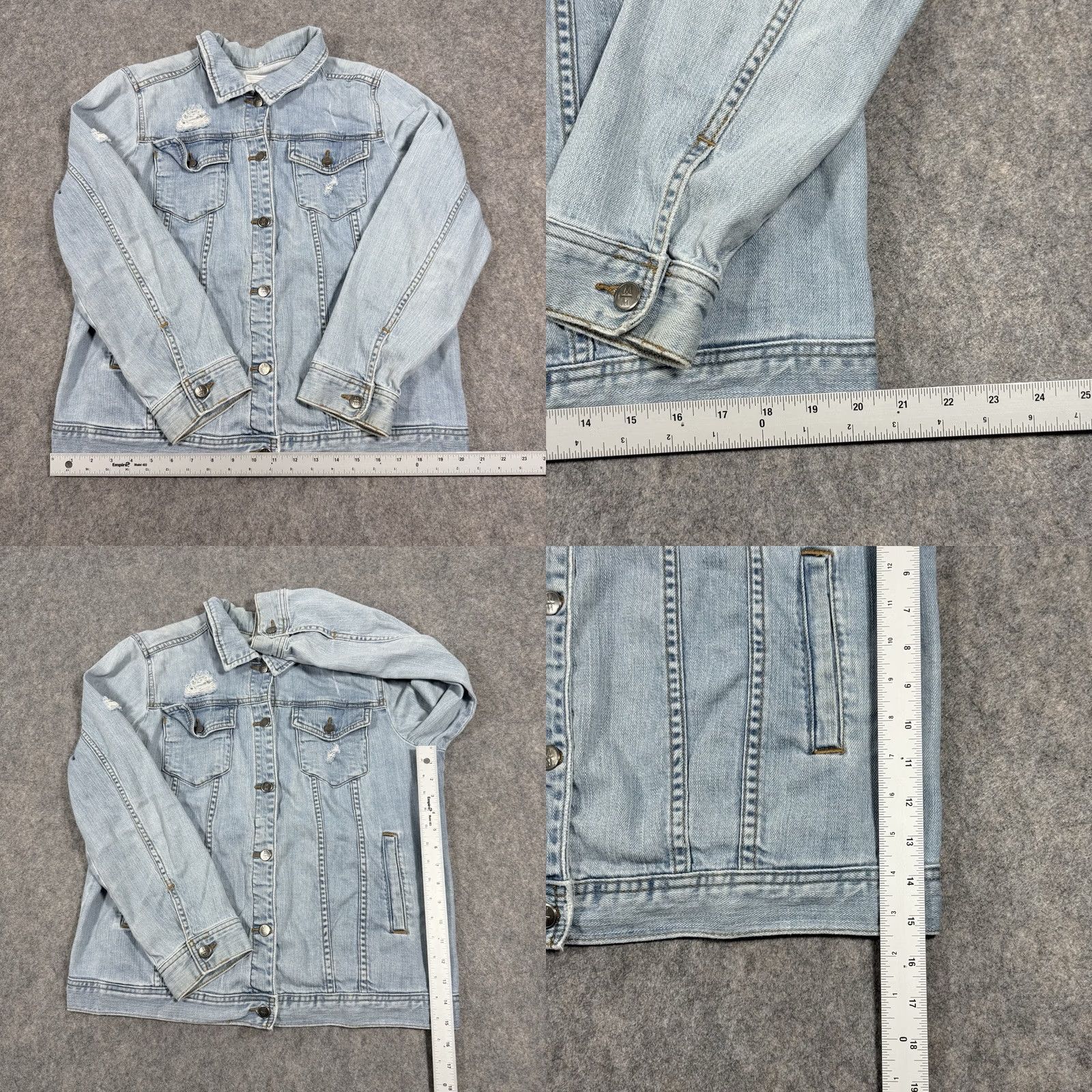 Market Melrose & Market Denim Jacket Woman S Blue Vintage Distressed Lightweight Casual Shirt Size Small Light Blue Size S / US 4 / IT 40 - 9 Thumbnail
