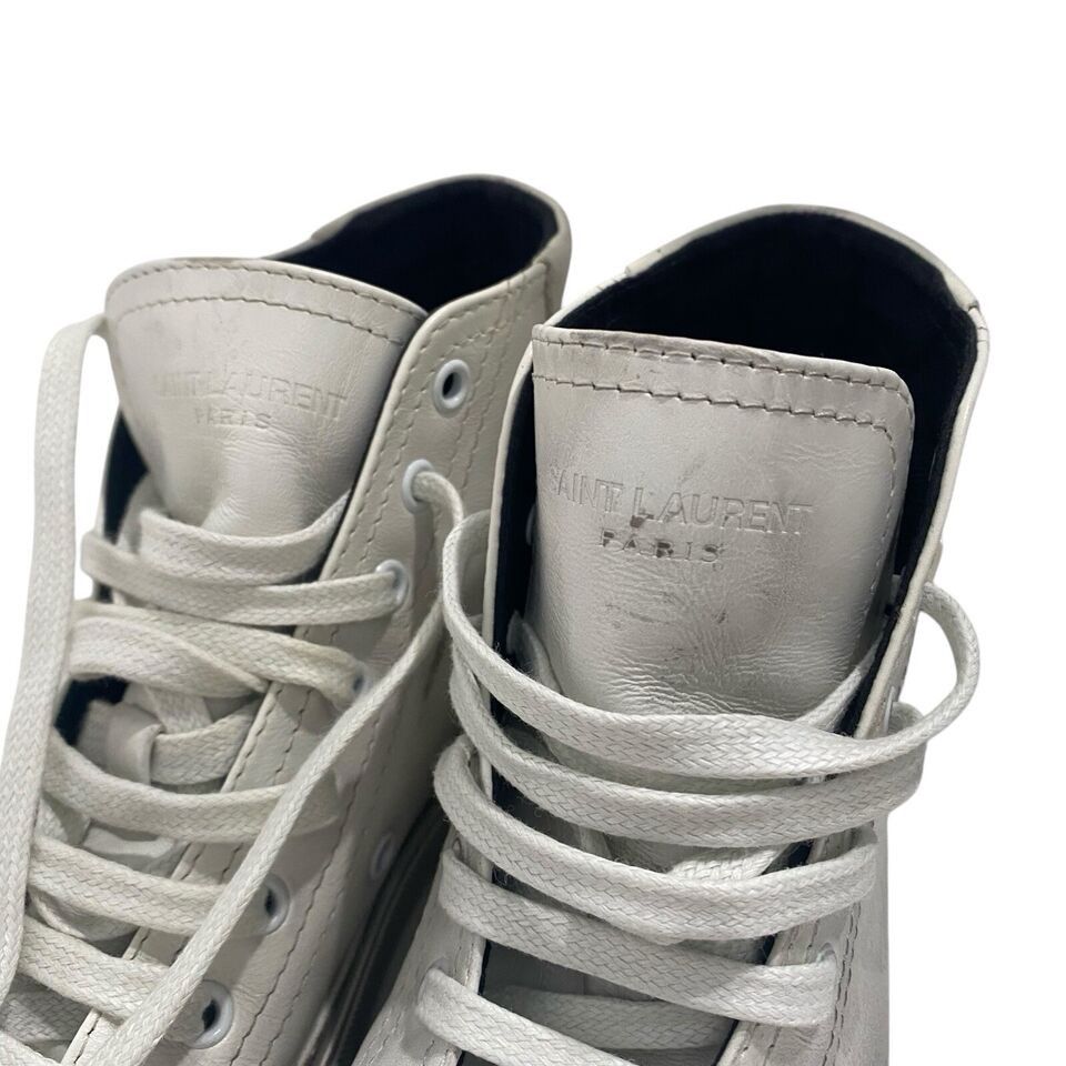 Saint Laurent Paris $695 Bedford White Distressed Leather High-Top Sneaker Size US 5 / IT 35 - 11 Thumbnail