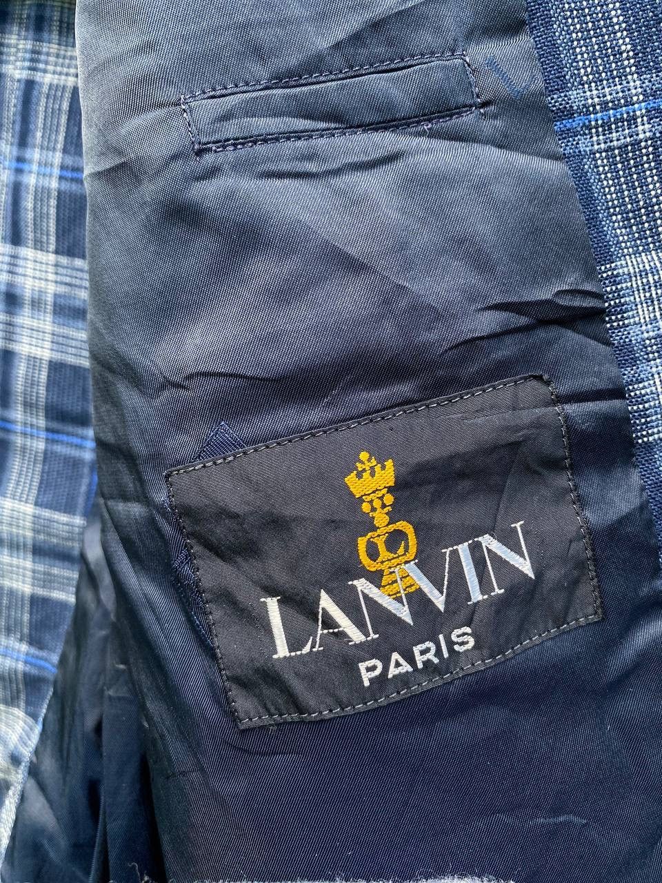 Lanvin × Vintage Vintage 90s Lanvin Blue Checker Wool Double Breasted Size 48R - 12 Thumbnail
