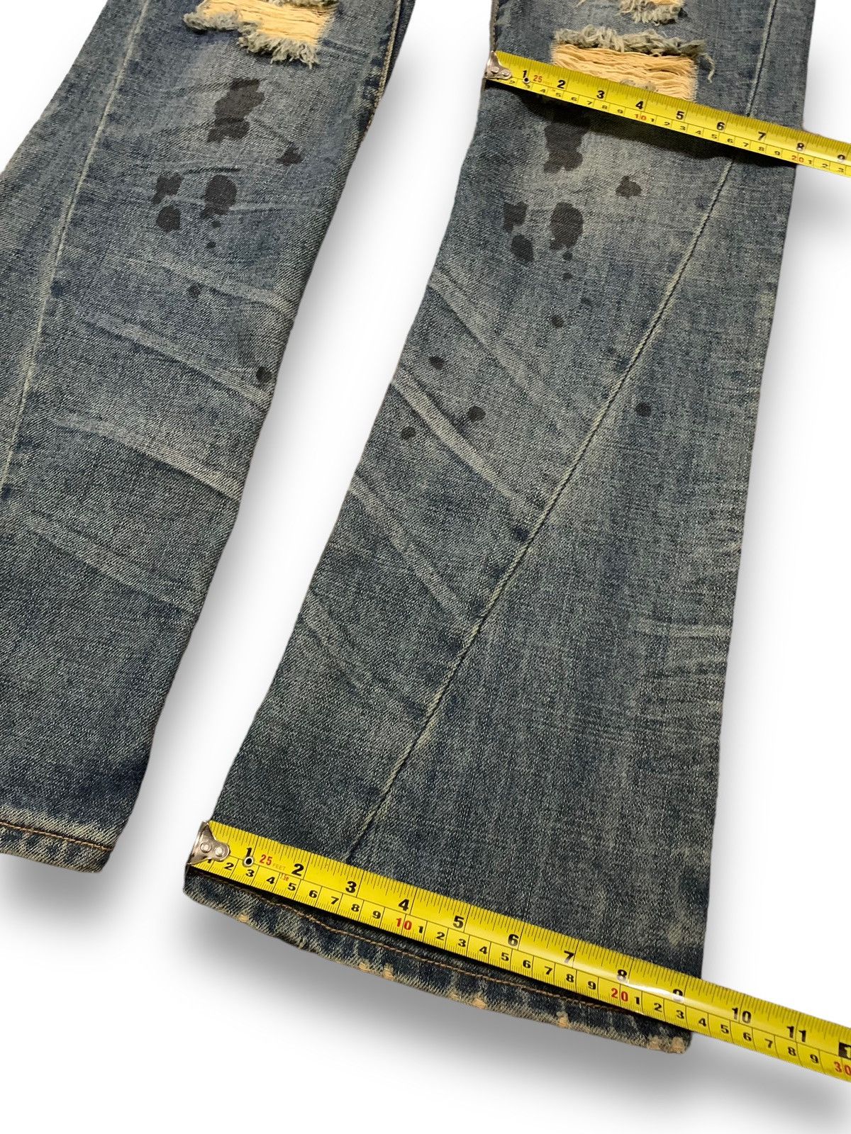 If Six Was Nine Vintage Snuff Mud Wash Splatter Flare Distressed Punk Jeans Size US 32 / EU 48 - 16 Thumbnail