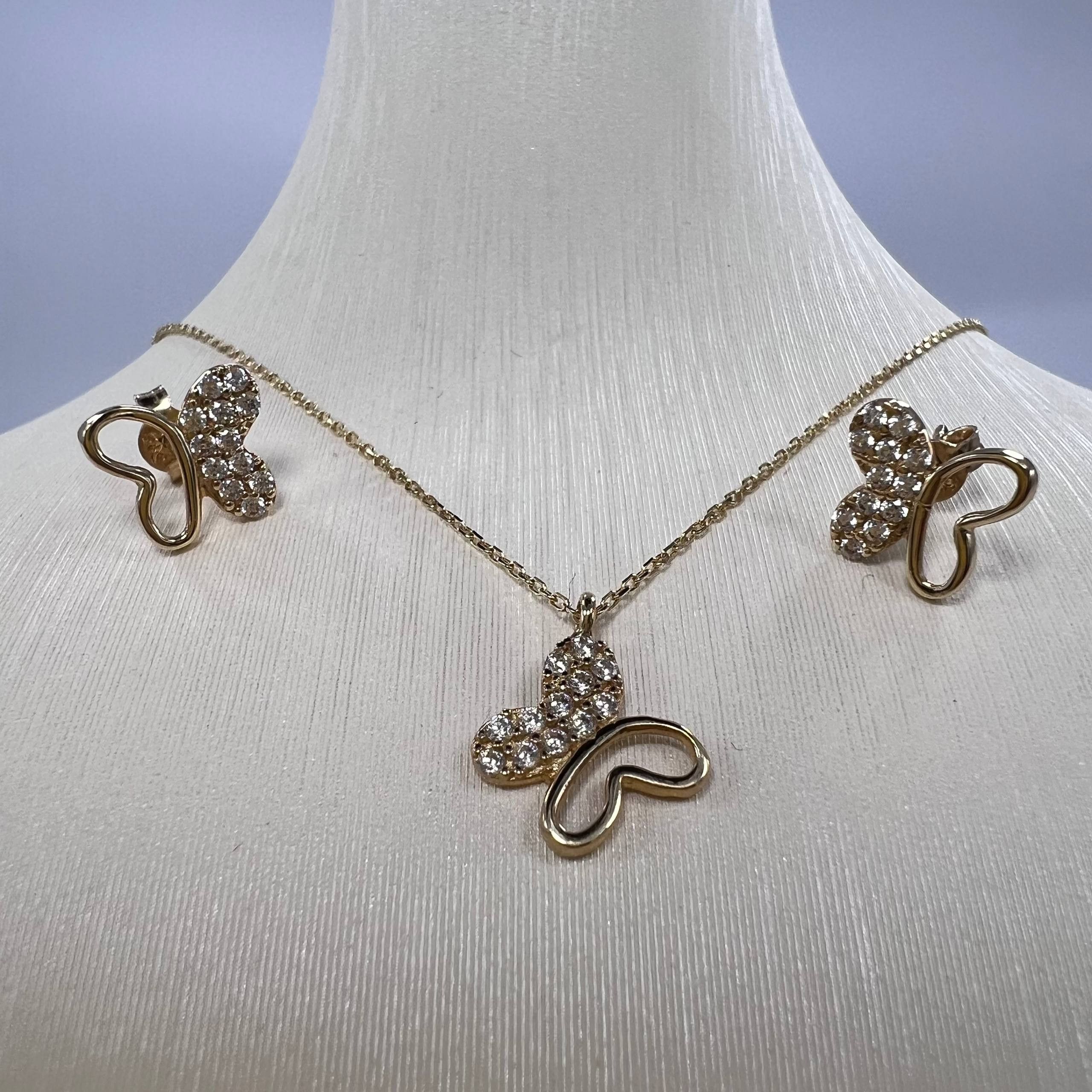 Other 14K Solid Gold Butterfly Necklace Earrings Set Italy 2.9g Size ONE SIZE - 5 Thumbnail