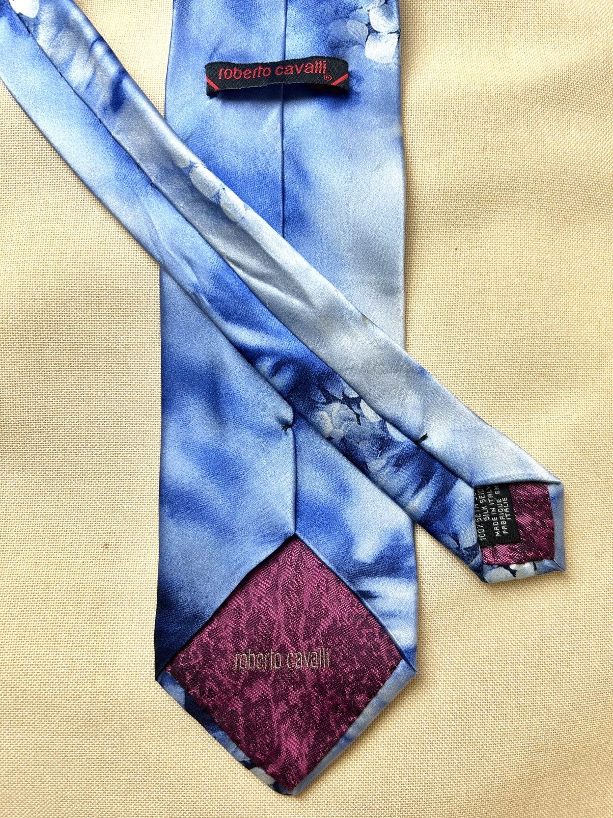 Roberto Cavalli Roberto Cavalli blue floral abstract Silk Mens Tie Size ONE SIZE - 3 Thumbnail