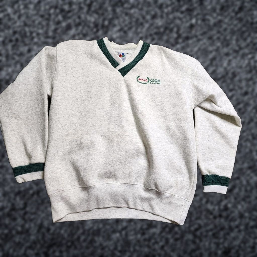 Vintage VINTAGE Midwest Embroidery Holiday Rambler RV Club Sweatshirt Mens M Gray Pullover Distressed Sweater Men Size US M / EU 48-50 / 2 - 1 Thumbnail