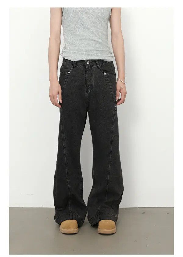 Japanese Brand VIBE Trendy retro patchwork loose flared straight jeans Size US 32 / EU 48 - 1 Thumbnail