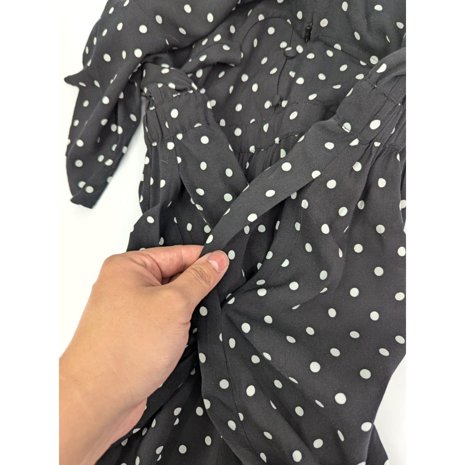 Vintage Lane Bryant Short Rompers Jumpsuit Short Sleeve Polka Dots V-Neck Pockets Sz 16 Black Women One-Piece Style Jumpsuit Size 38" / US 16 / IT 52 - 3 Thumbnail