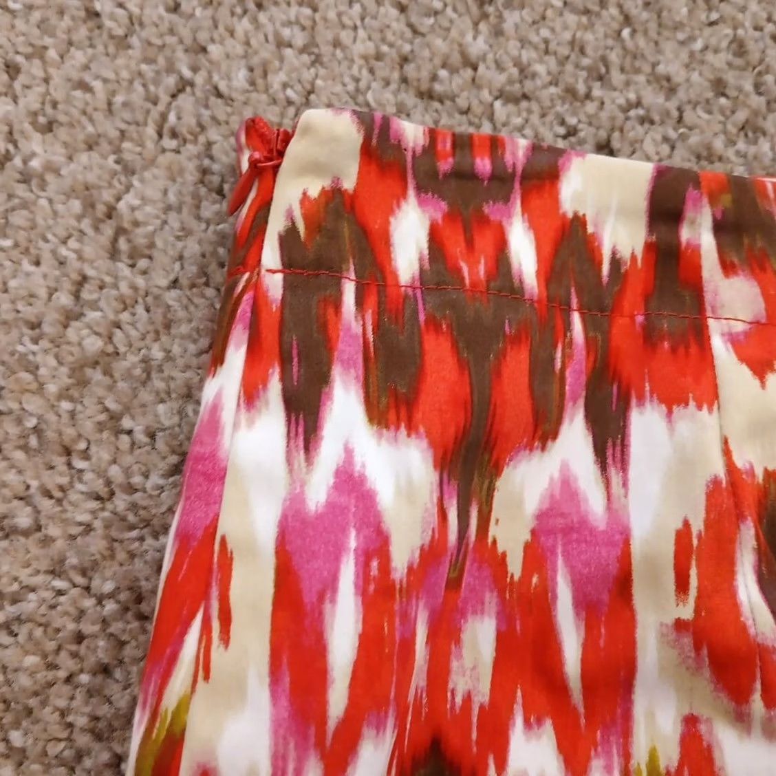 Jones New York Jones New York Skirt Pencil Regular Size 4 Orange Knee Length Lined Slit Geometry Geometric Cotton Blend Dry Clean Only Womens Size 27" / US 4 / IT 40 - 7 Thumbnail