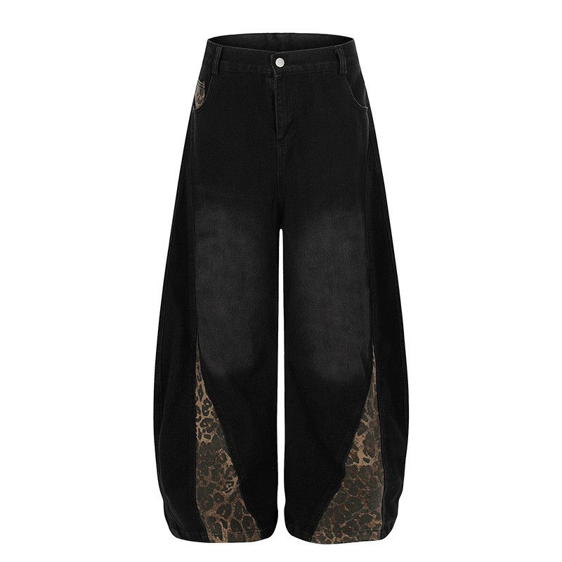 Jean American retro leopard print patchwork curved jeans Size US 33 - 1 Thumbnail