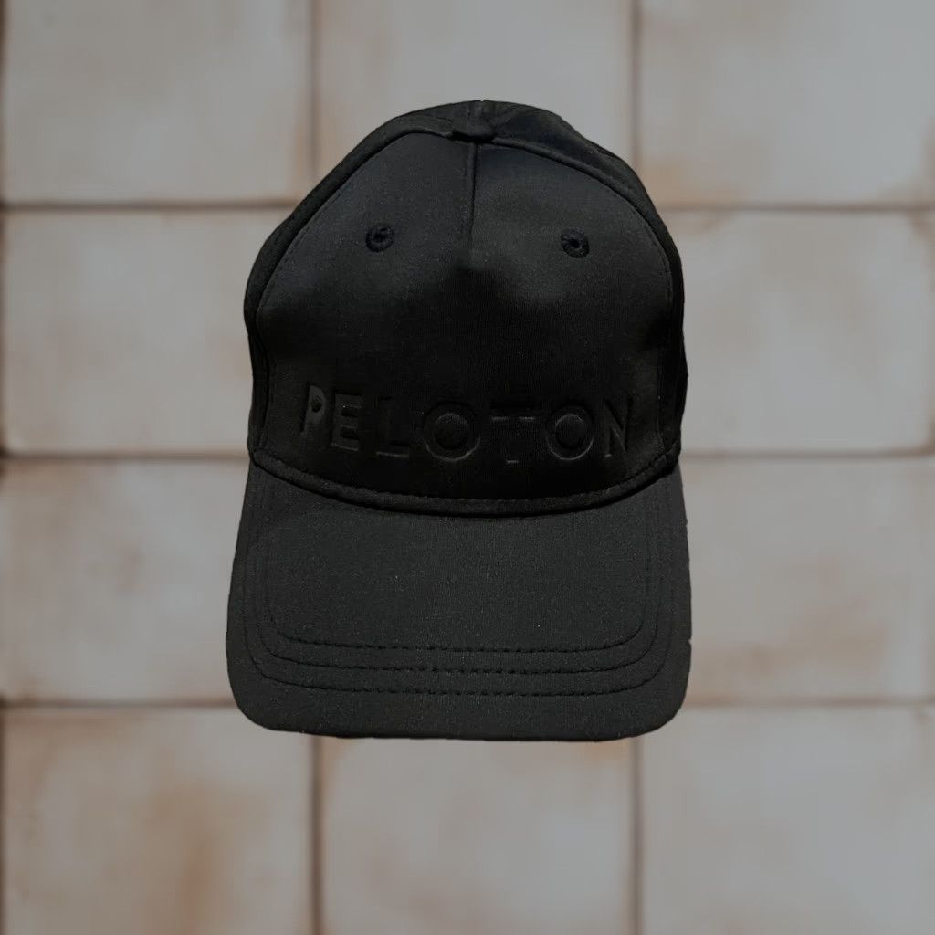 Vintage Peloton Baseball Hat Strapback Adjustable Blackout Performance Wicking Solid Black Spellout Hat Men Size ONE SIZE - 1 Thumbnail