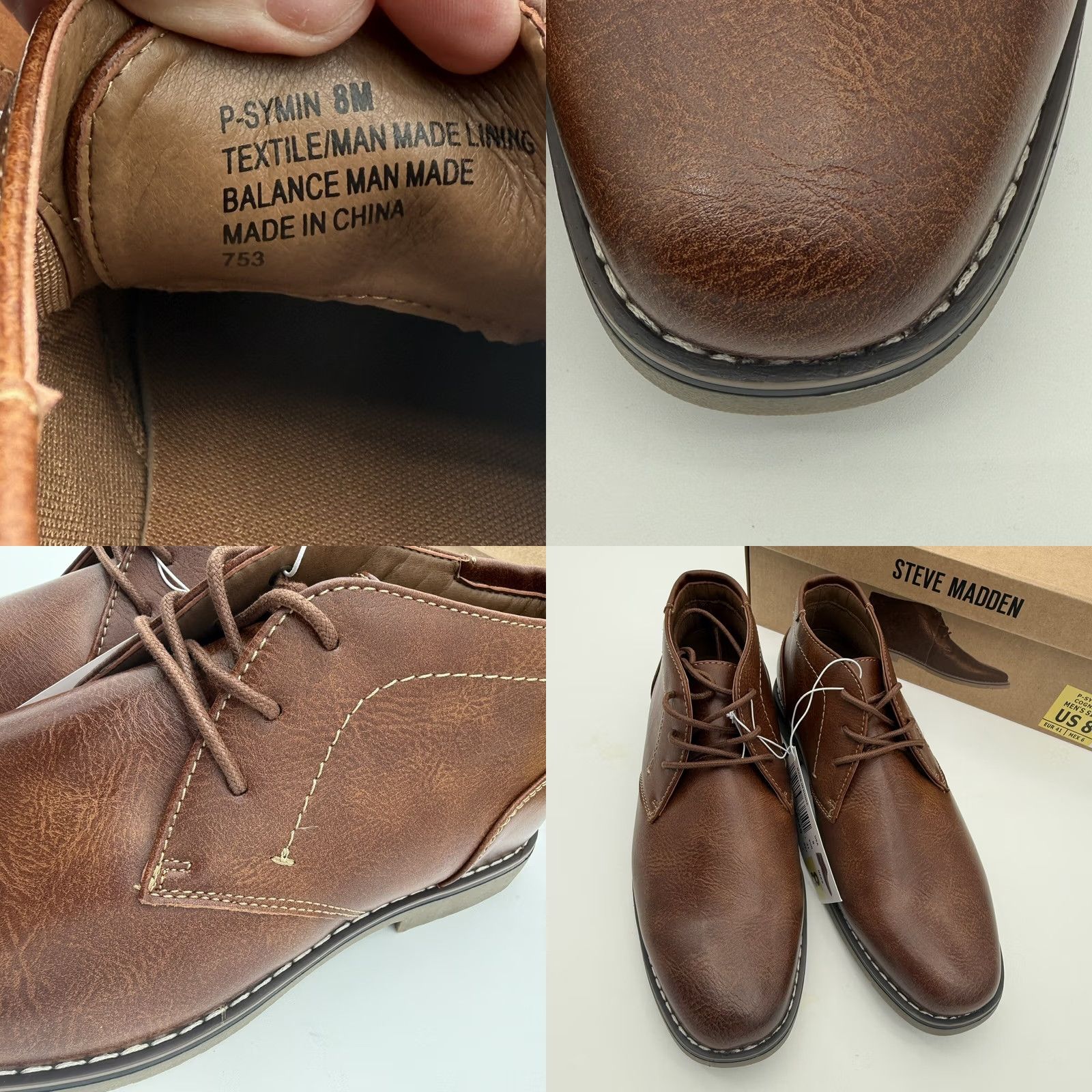 Steve Madden Steve Madden Men P-Symin Chukka Boots Cognac Leather Medium (D) 8 Lace Up Ortholite Comfort Insoles Shoes Boots Mens Classic Outdoor - Size US 8 / EU 41 - 8 Thumbnail
