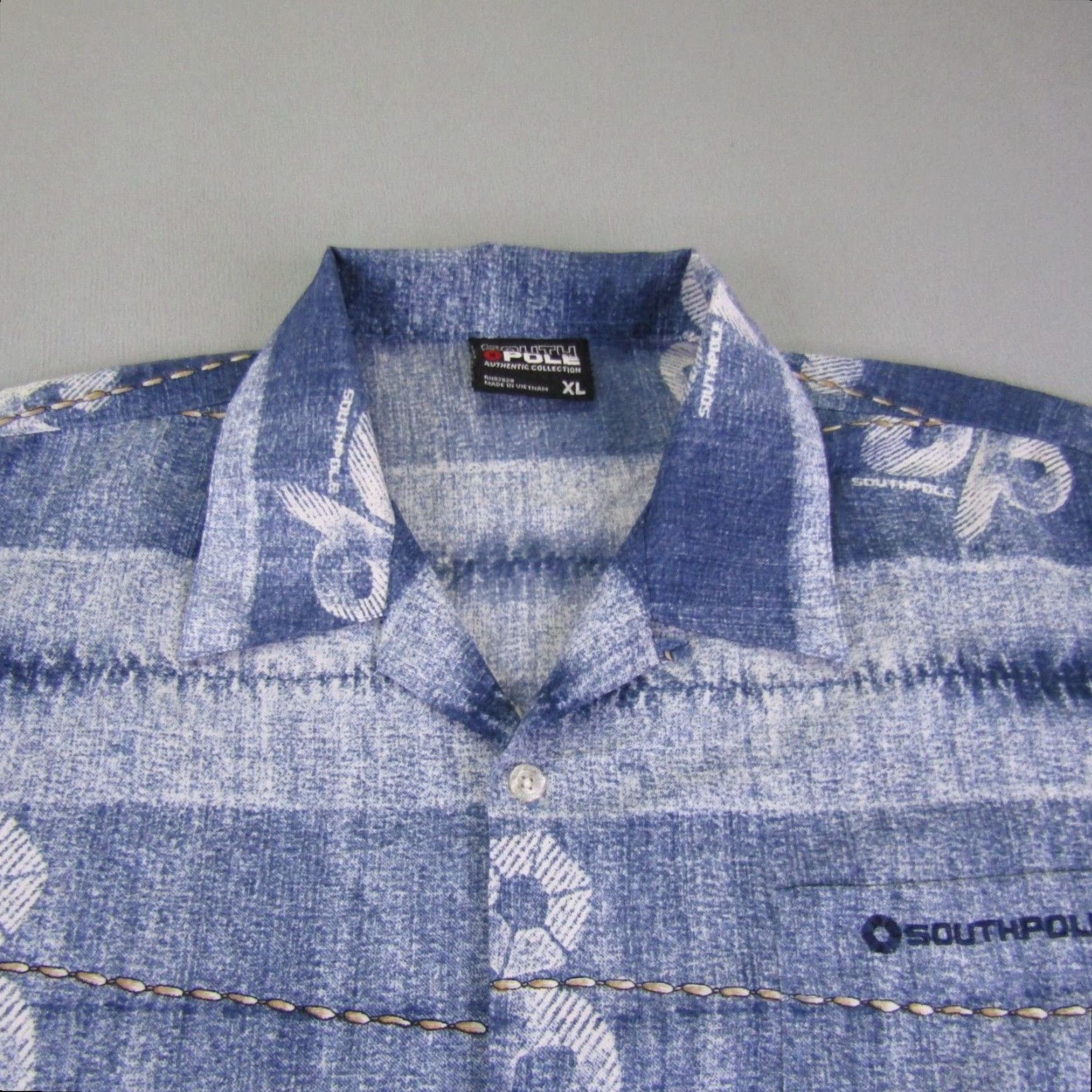 Southpole VINTAGE Southpole Shirt Mens XL Blue Button-Up Camp Hip Hop Y2K Comfort Casual Size US XL / EU 56 / 4 - 2 Thumbnail