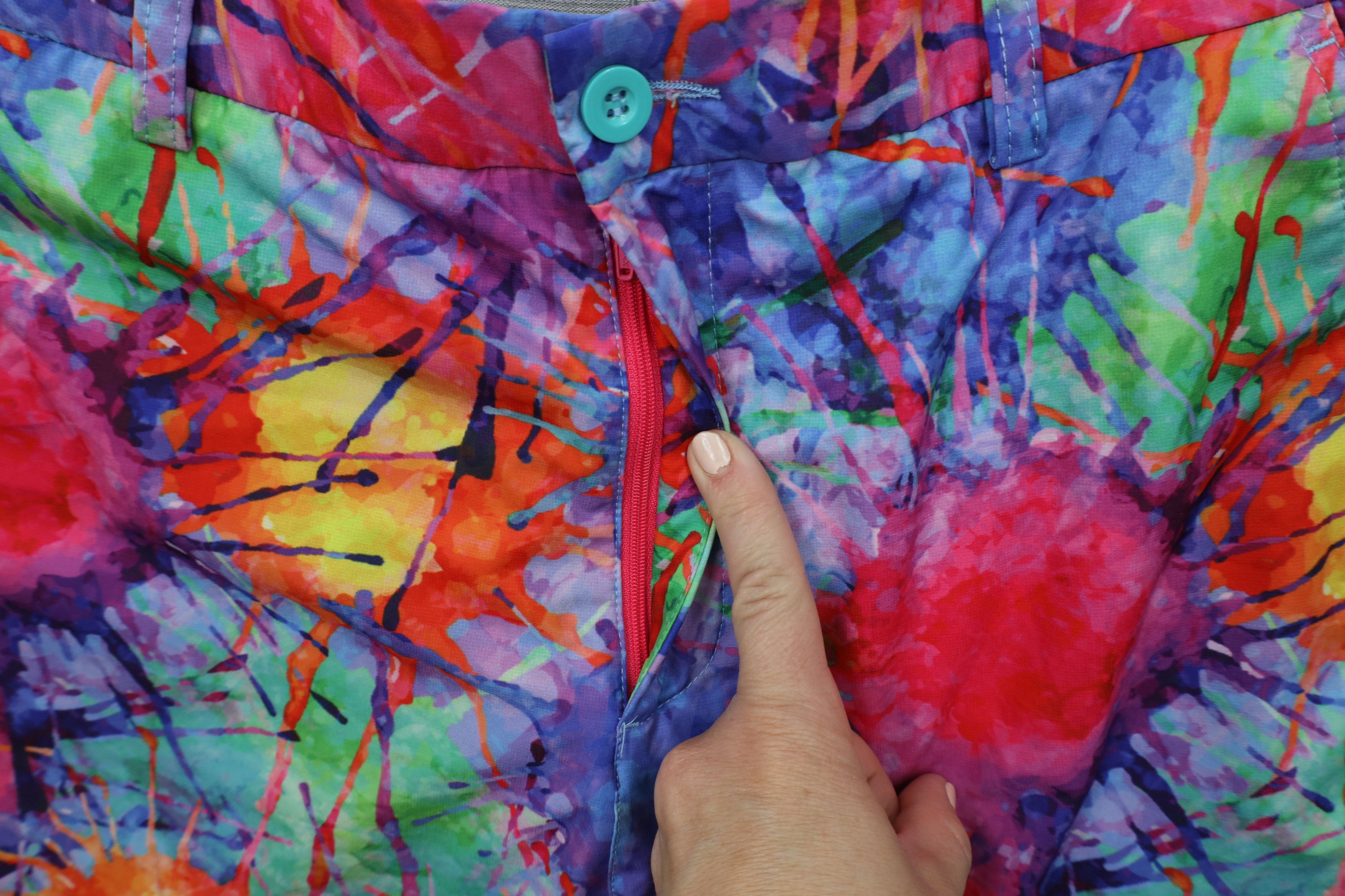 Vintage Hreski Golf Rainbow Paint Splatter Golfing Chino Shorts Size US 34 / EU 50 - 5 Thumbnail