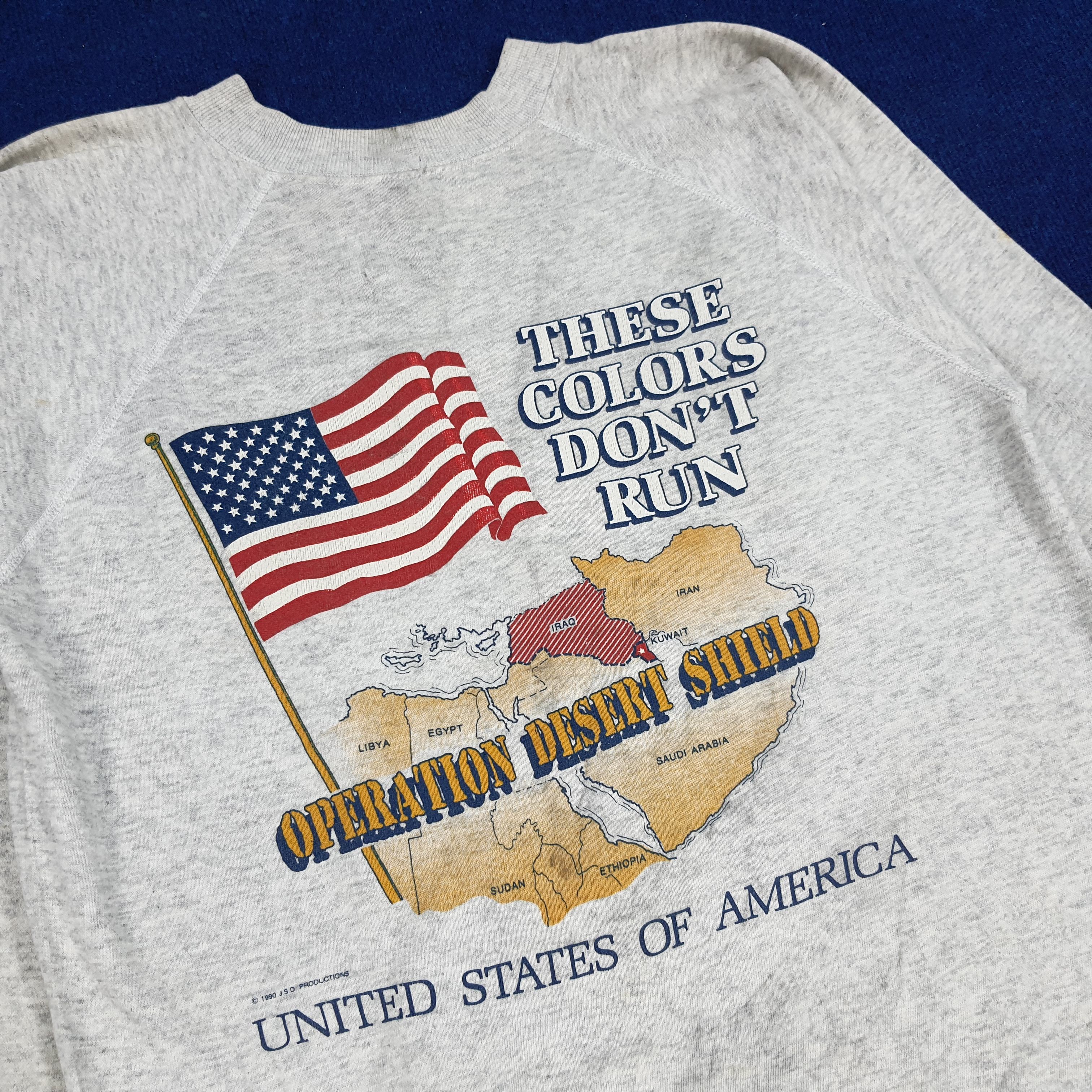 Vintage Vintage 90s United State of America Run Sweatshirt Size US M / EU 48-50 / 2 - 2 Thumbnail
