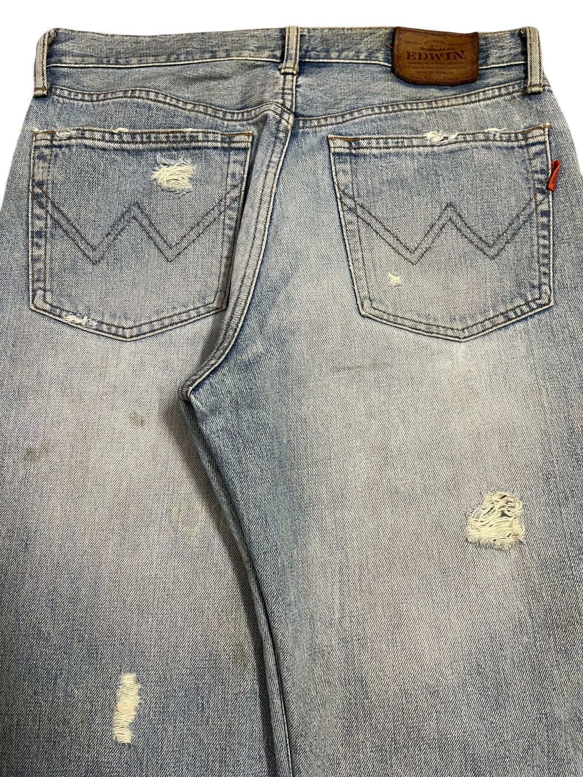 Edwin Vintage 90s Edwin Blue Faded Wash Distressed Baggy Jeans Size US 32 / EU 48 - 6 Thumbnail