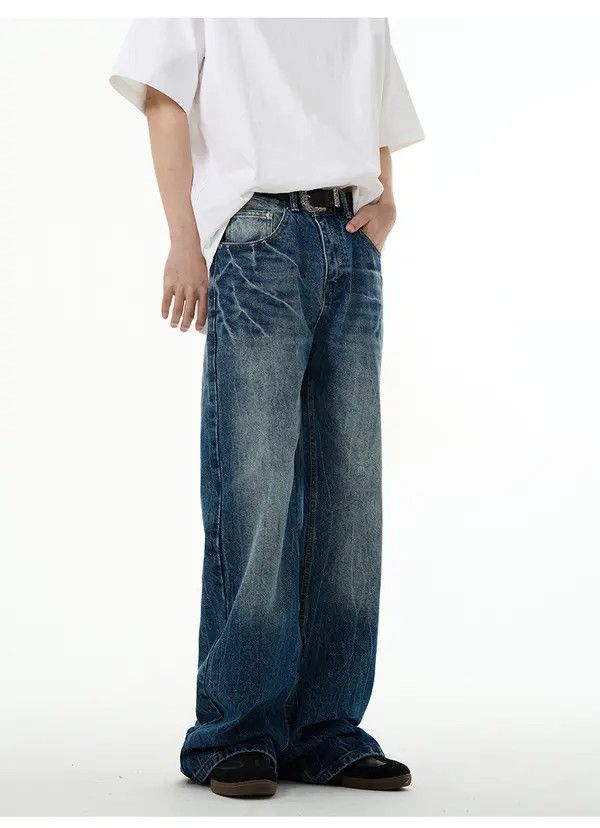 Japanese Brand Men's American retro lightning pattern loose jeans Size US 32 / EU 48 - 3 Thumbnail