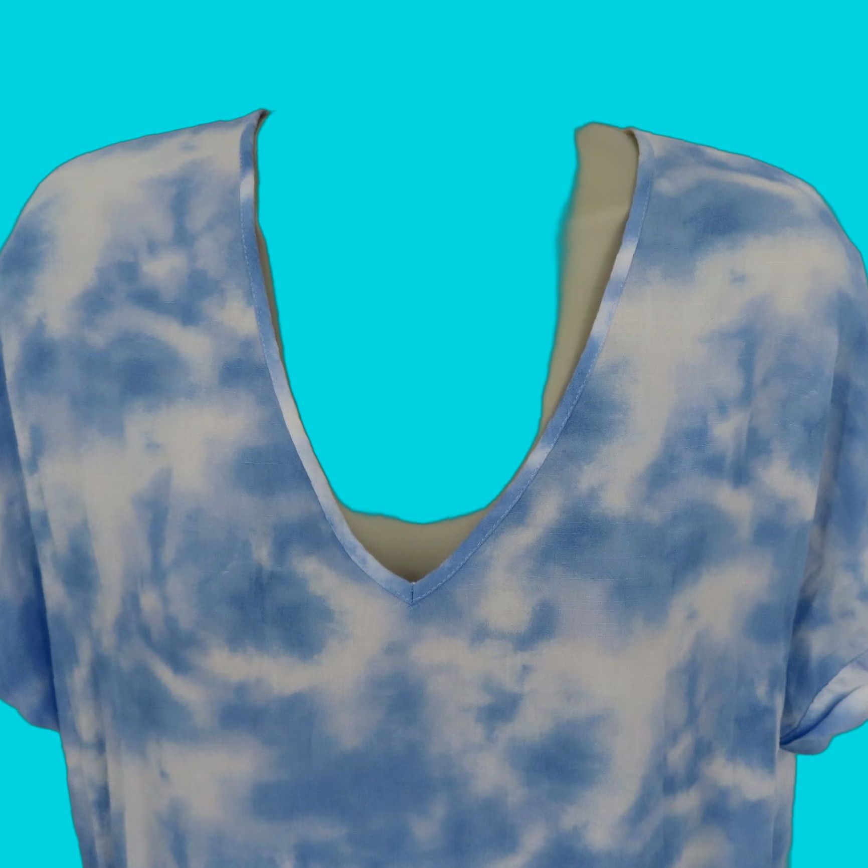 Vintage Shinestar Women Maxi Dress V Neck Tie Dye Blue White Pockets M Size M / US 6-8 / IT 42-44 - 1 Thumbnail
