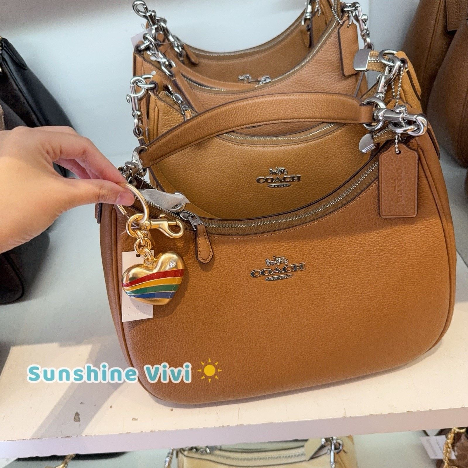 Coach NWT Coach Rainbow Heart Brass Bag Charm Keychain CAX71 Size ONE SIZE - 2 Thumbnail