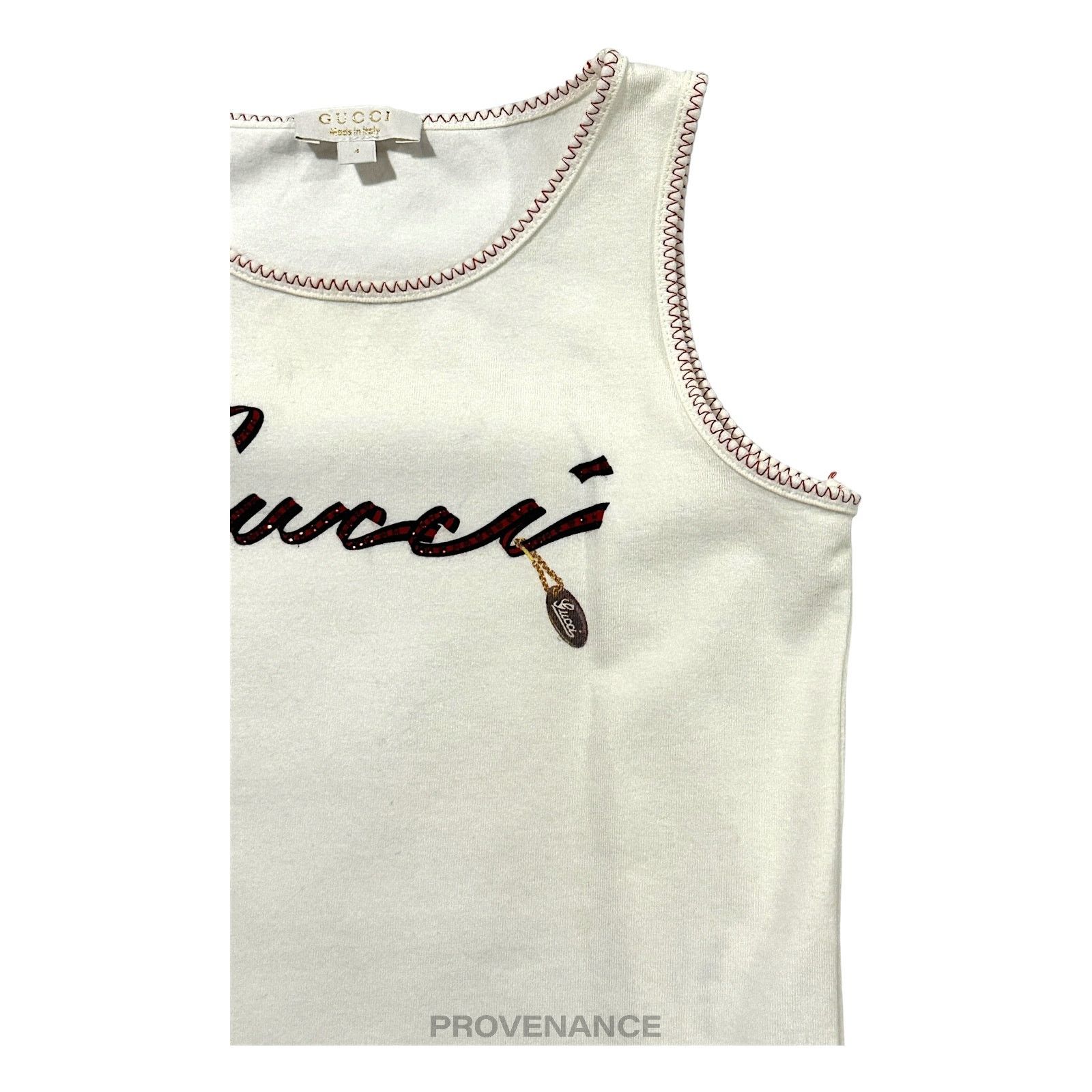 Gucci 🔴 Gucci Children Logo Tank Top - White Red Sequin Size US XXS / EU 40 - 3 Thumbnail