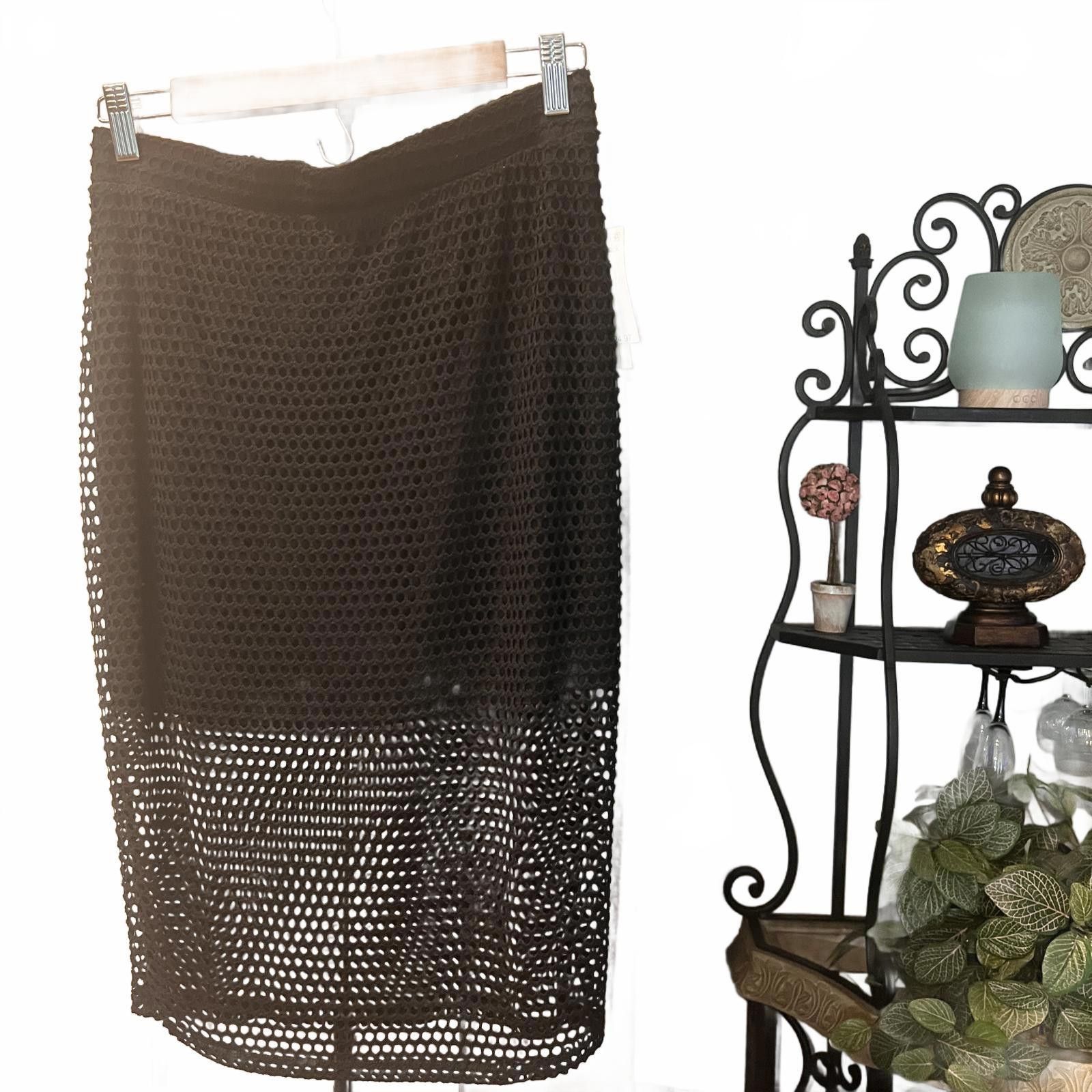 What Goes Around Comes Around NWT ABOUND Black Mesh Pencil Skirt Size 32" / US 10 / IT 46 - 2 Thumbnail